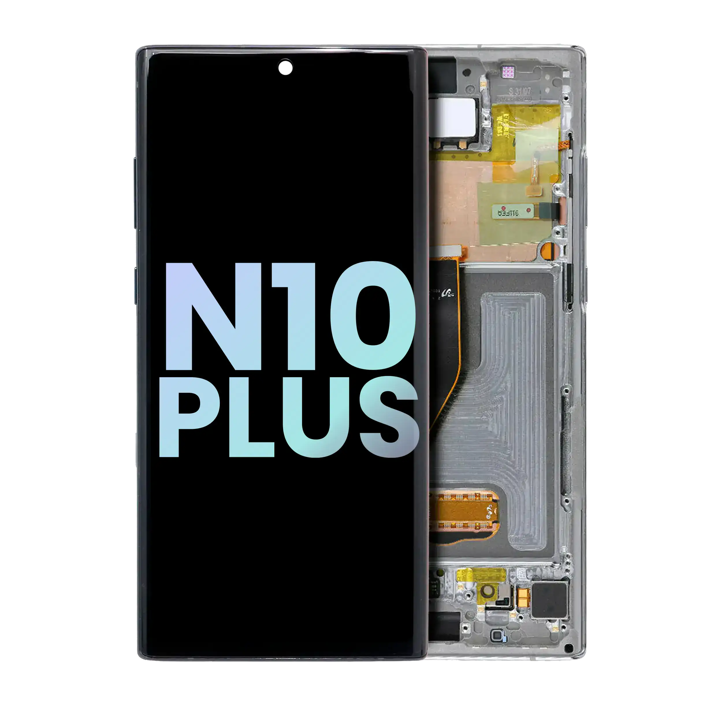 Oled Assembly With Frame Compatible For Samsung Galaxy Note 10 Plus / 5G (Service Pack) (Aura Glow / Silver)