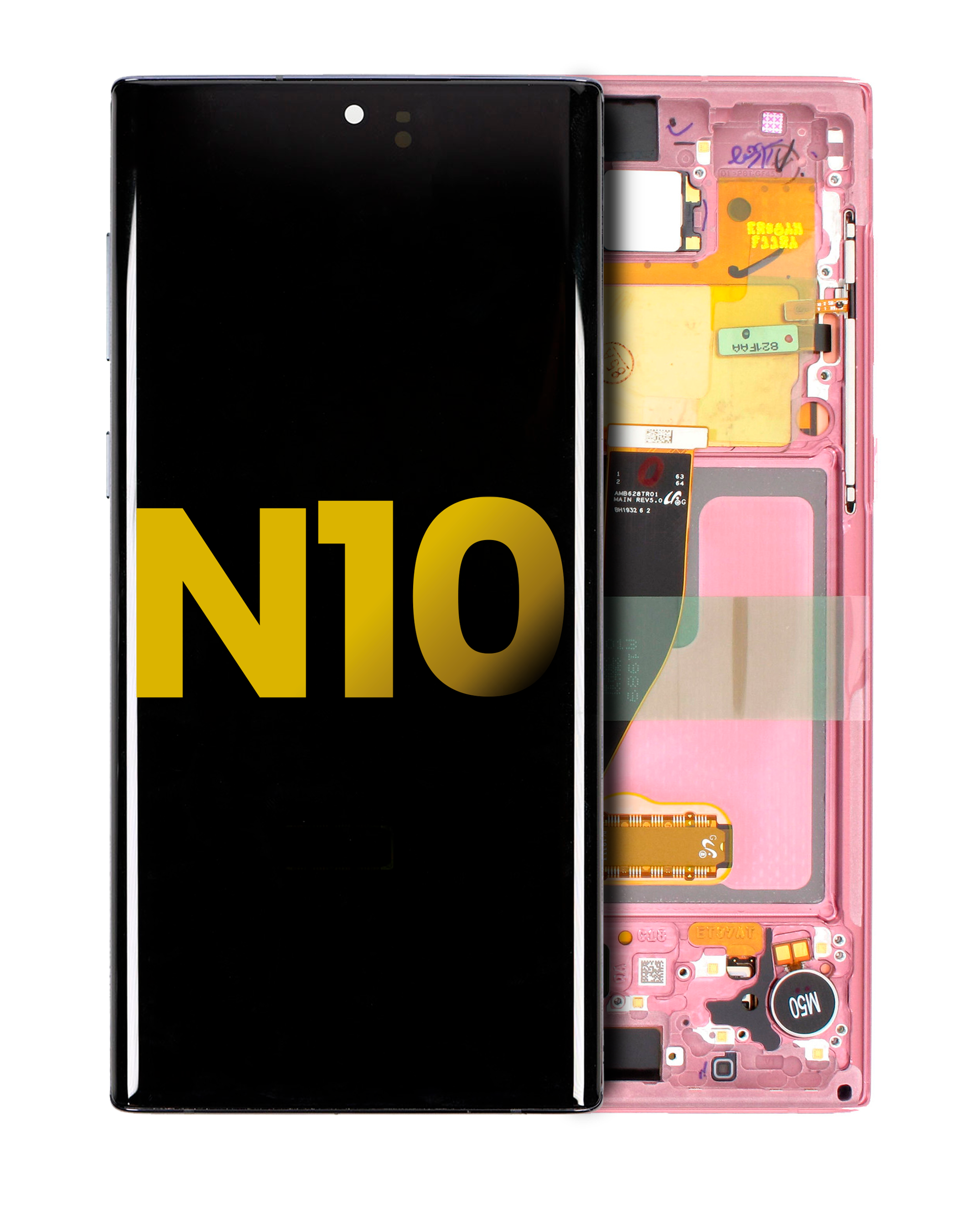 Oled Assembly With Frame Compatible For Samsung Galaxy Note 10 (Refurbished) (Aura Pink)