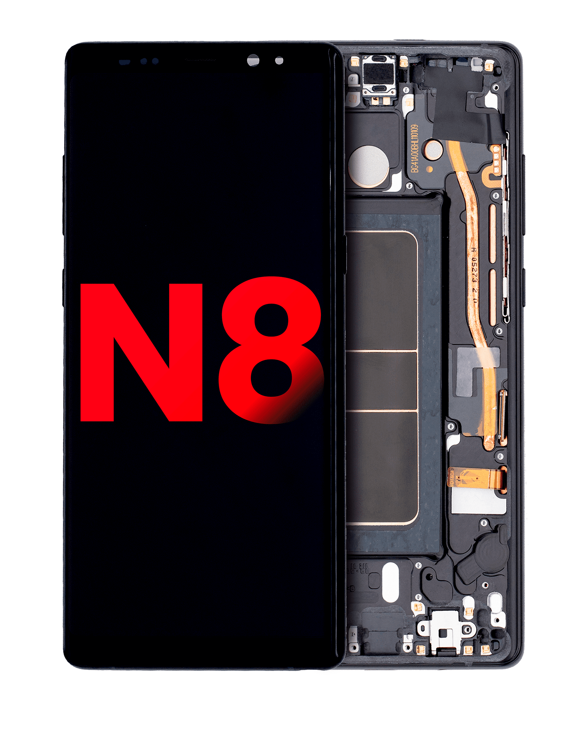 Oled Assembly With Frame Compatible For Samsung Galaxy Note 8 (Aftermarket Plus) (Midnight Black)