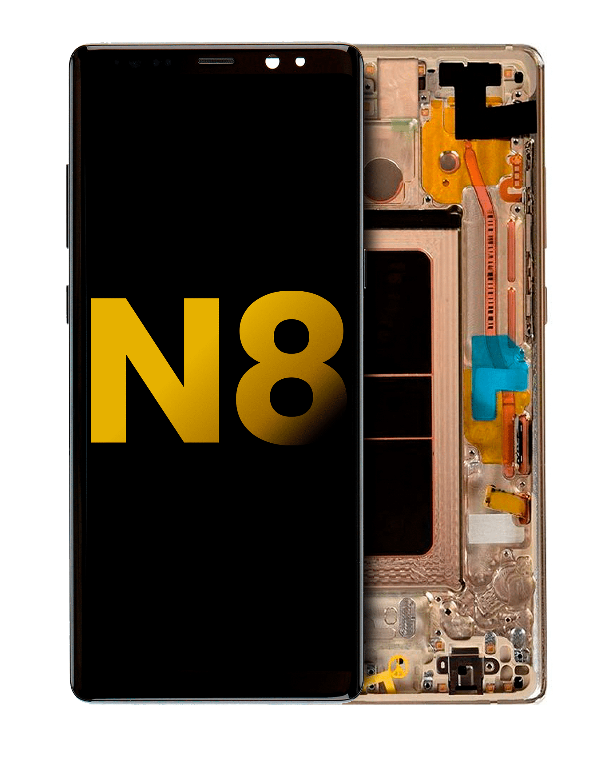 Oled Assembly With Frame Compatible For Samsung Galaxy Note 8 (Refurbished) (Maple Gold)