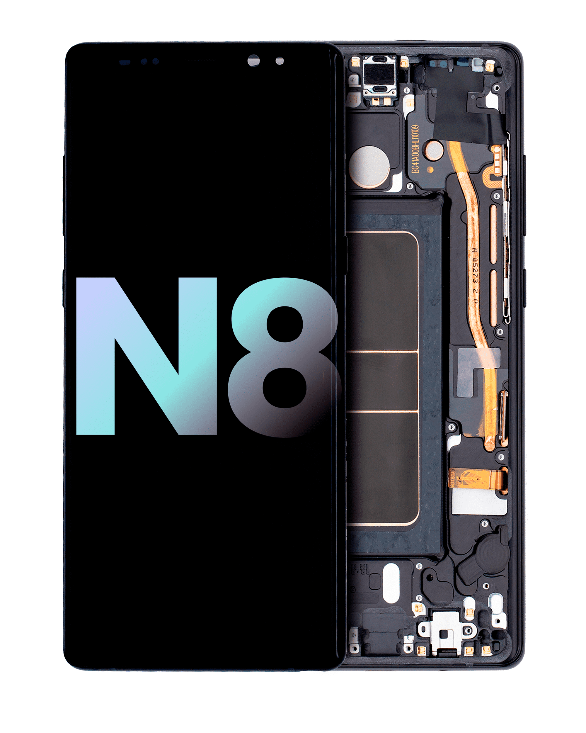 Oled Assembly With Frame Compatible For Samsung Galaxy Note 8 (Service Pack) (Midnight Black)