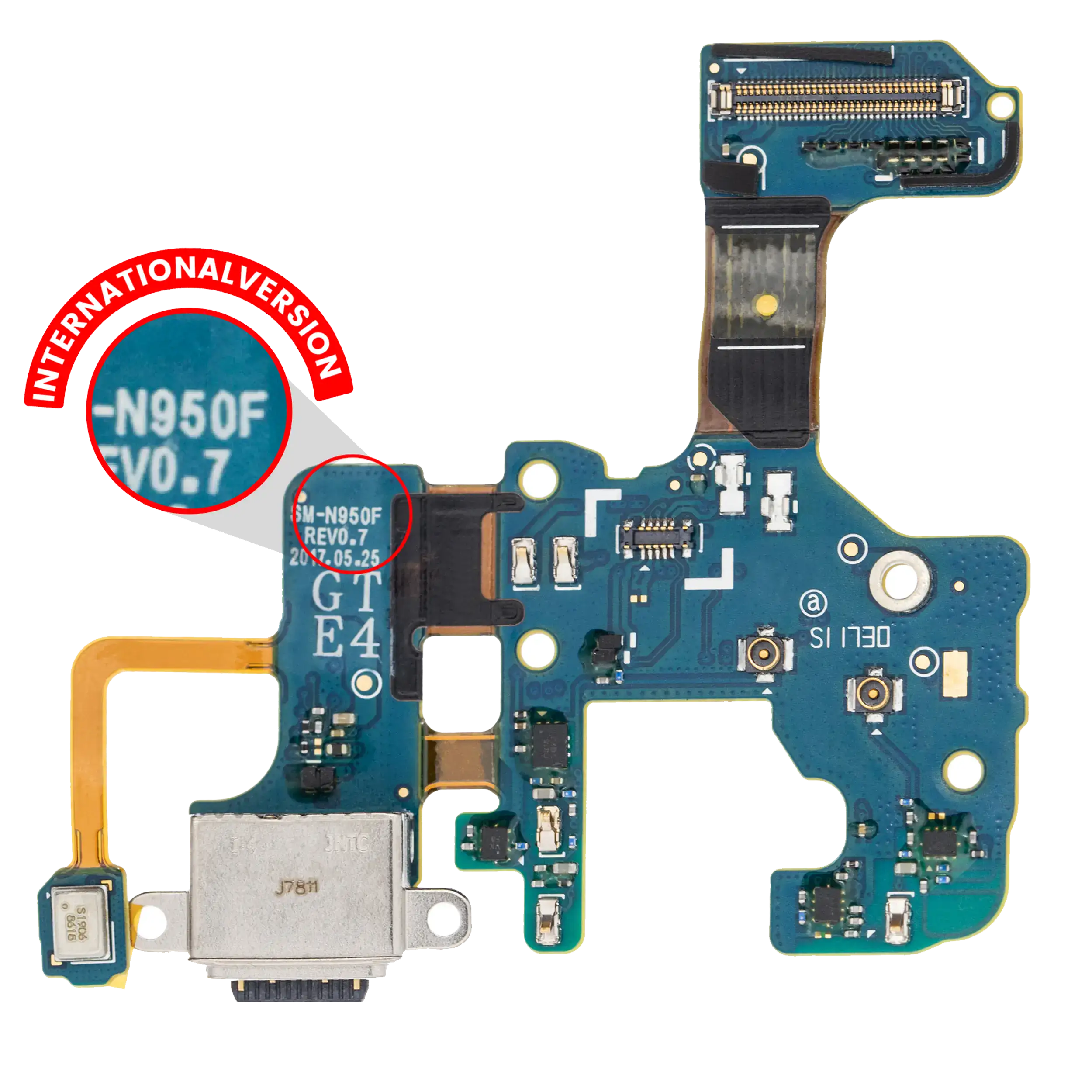 Charging Port With Flex Cable Compatible For Samsung Galaxy Note 8 (N950F) (International Version)