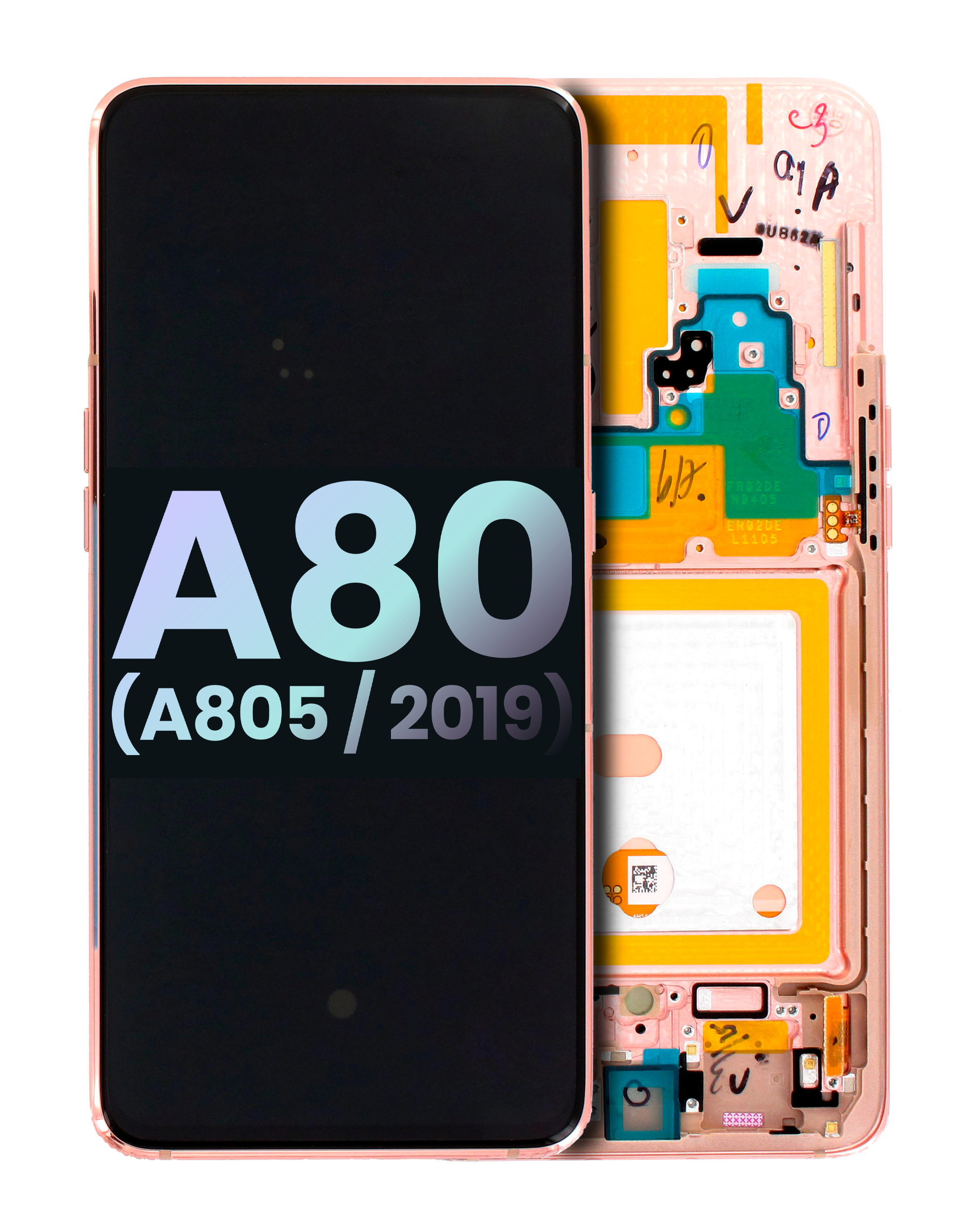 Lcd Assembly With Frame Compatible For Samsung Galaxy A80 (A805 / 2019) (Angel Gold) (Service Pack)