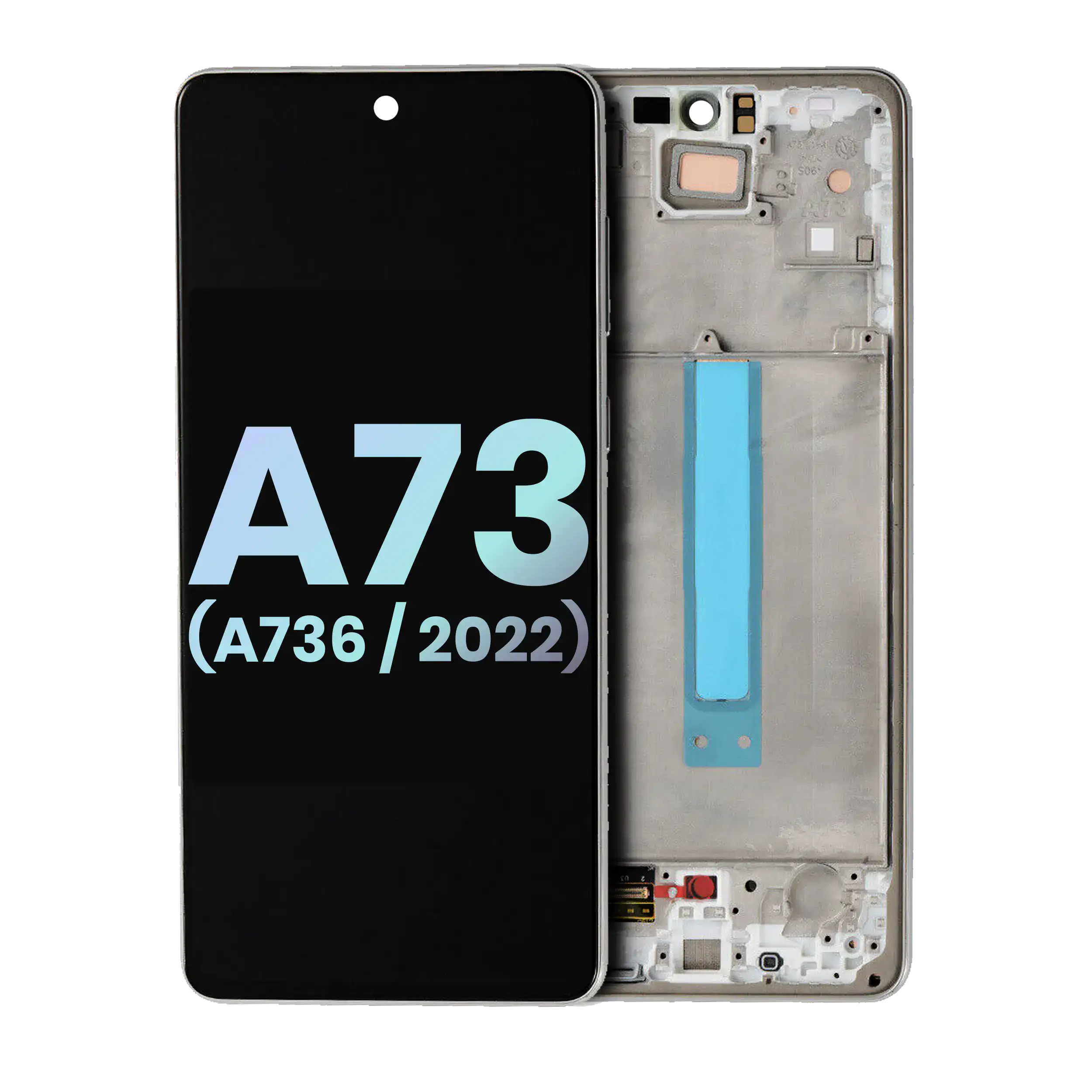 Oled Assembly With Frame Compatible For Samsung Galaxy A73 5G (A736 / 2022)  (Service Pack) (Gray)