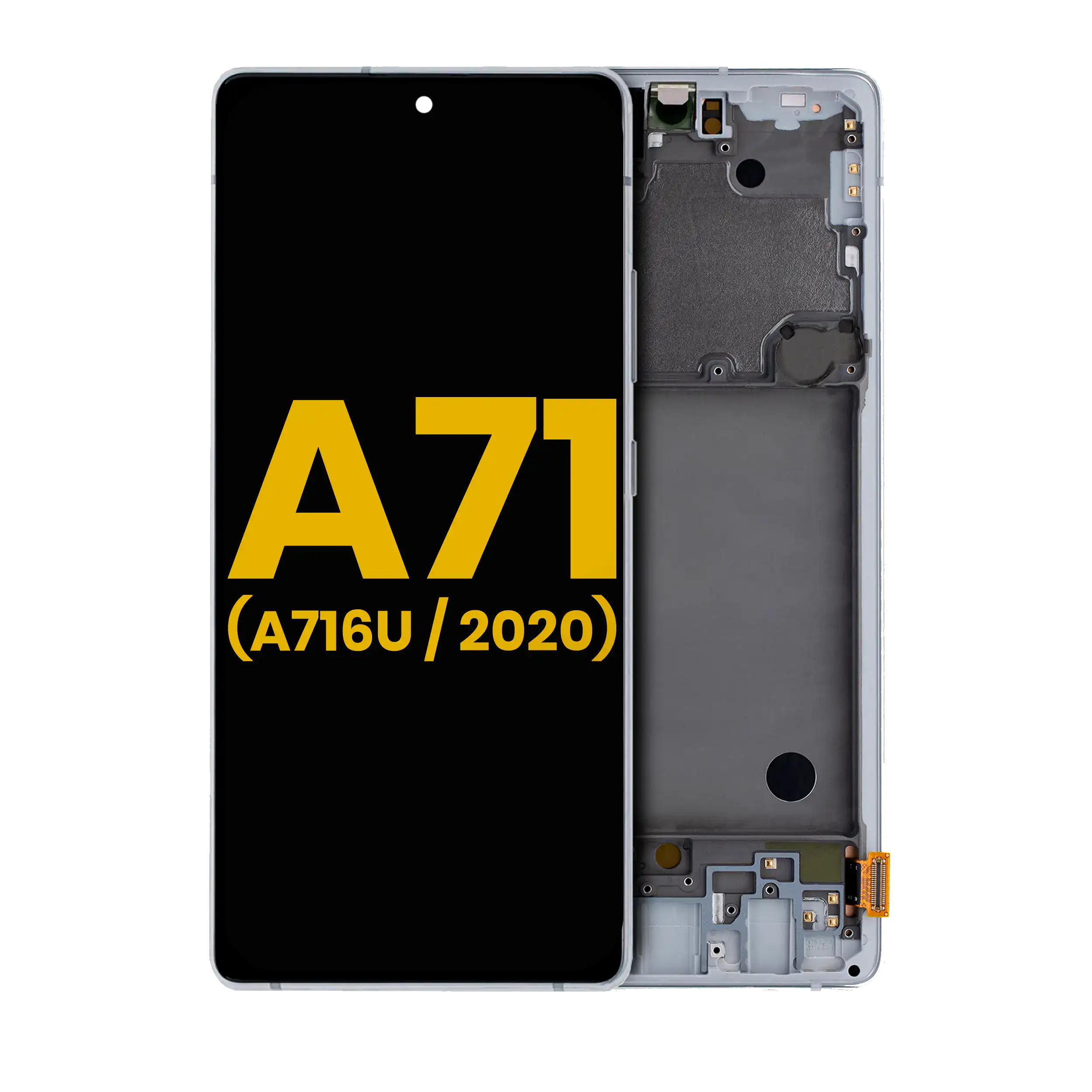 Oled Assembly With Frame Compatible For Samsung Galaxy A71 5G (A716U / 2020) (Refurbished) (Prism Cube Silver)