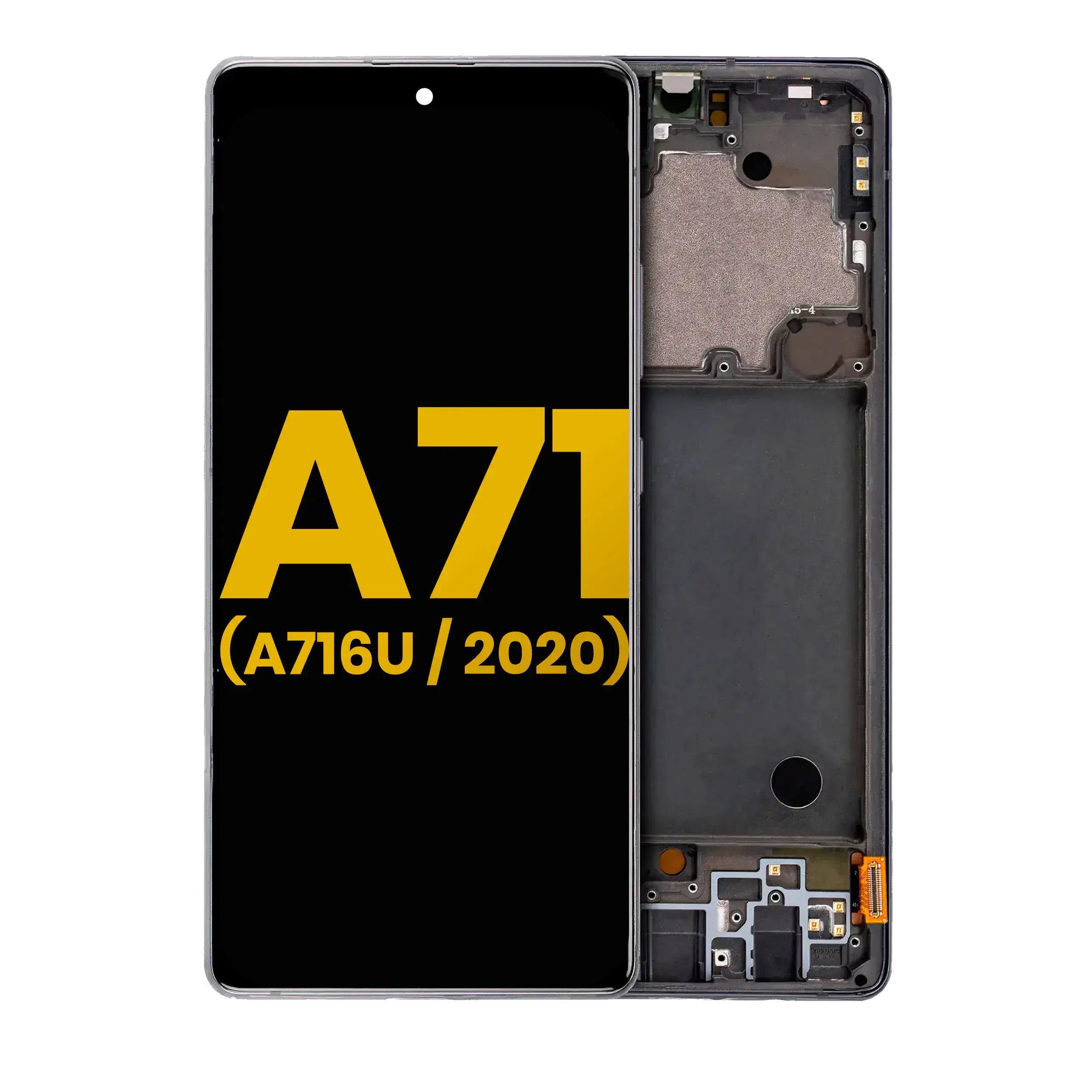 Oled Assembly With Frame Compatible For Samsung Galaxy A71 5G (A716U / 2020) (Refurbished) (Prism Cube Black)