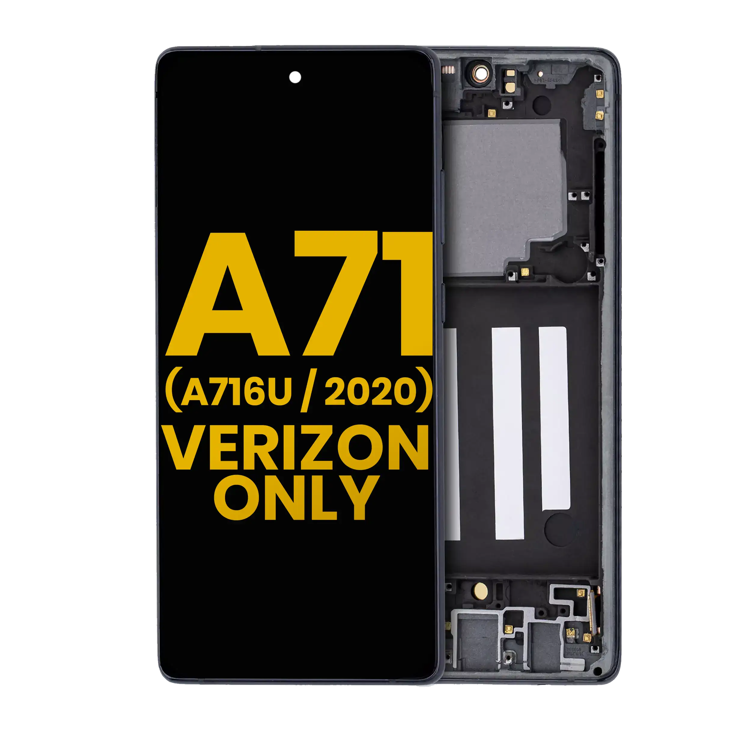 Oled Assembly With Frame Compatible For Samsung Galaxy A716V (A716V / 2020) (Verizon 5G Uw Frame Only) (Refurbished) (Prism Cube Black)
