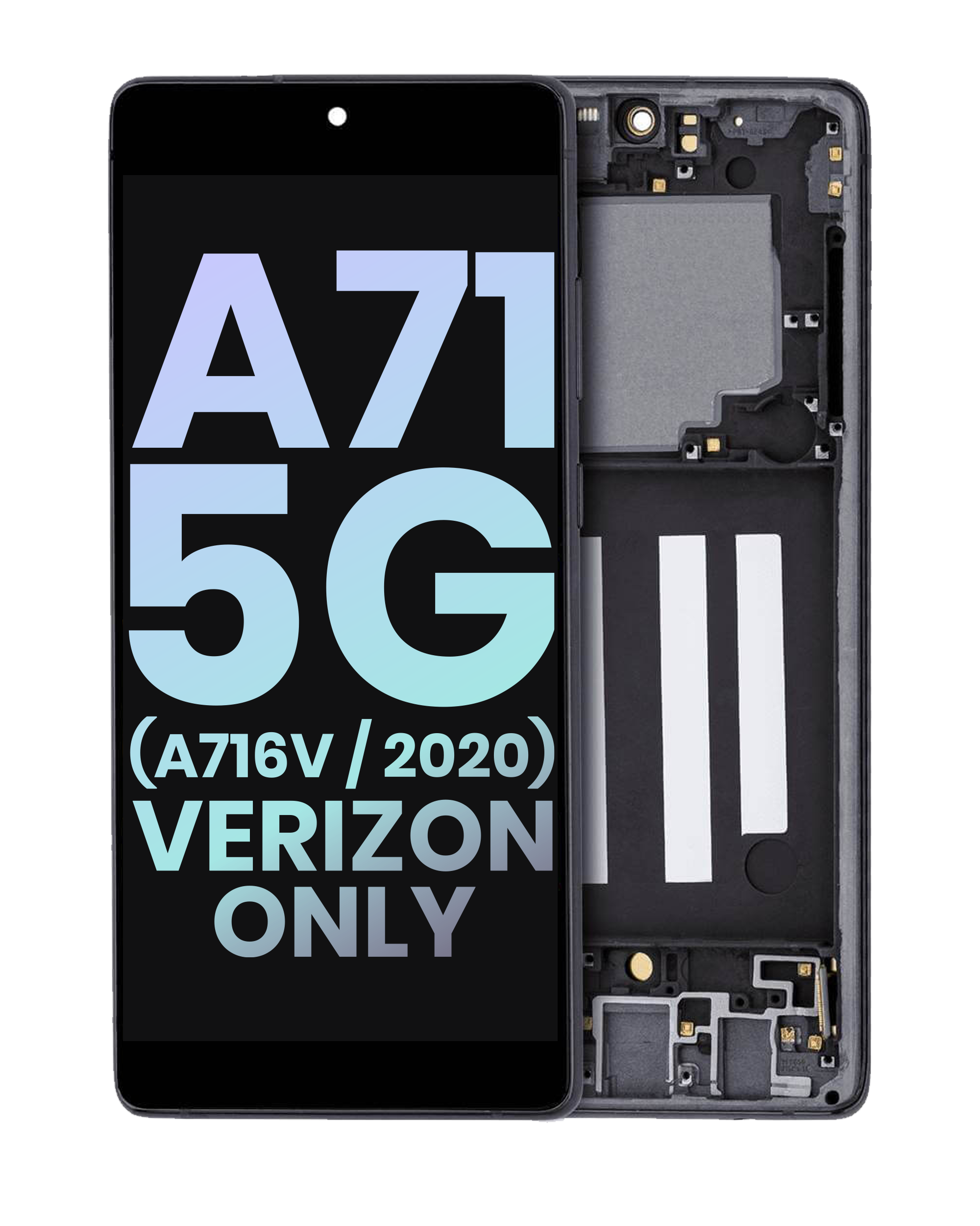 Oled Assembly With Frame Compatible For Samsung Galaxy A71 5G (A716V / 2020) (Verizon 5G Uw Frame Only) (Service Pack) (Prism Cube Black)