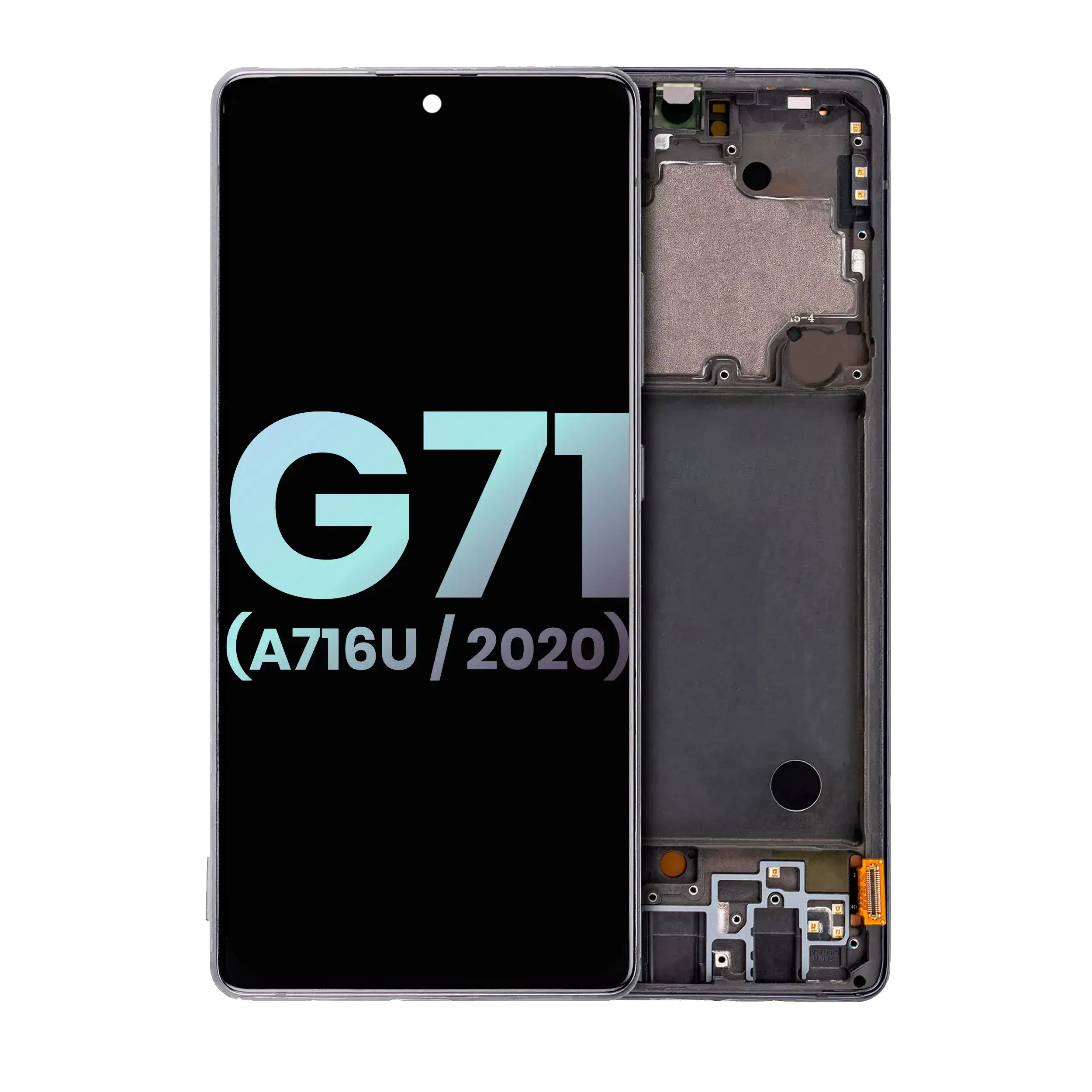 Oled Assembly With Frame Compatible For Samsung Galaxy A71 5G (A716U / 2020) (Service Pack) (Prism Cube Black)