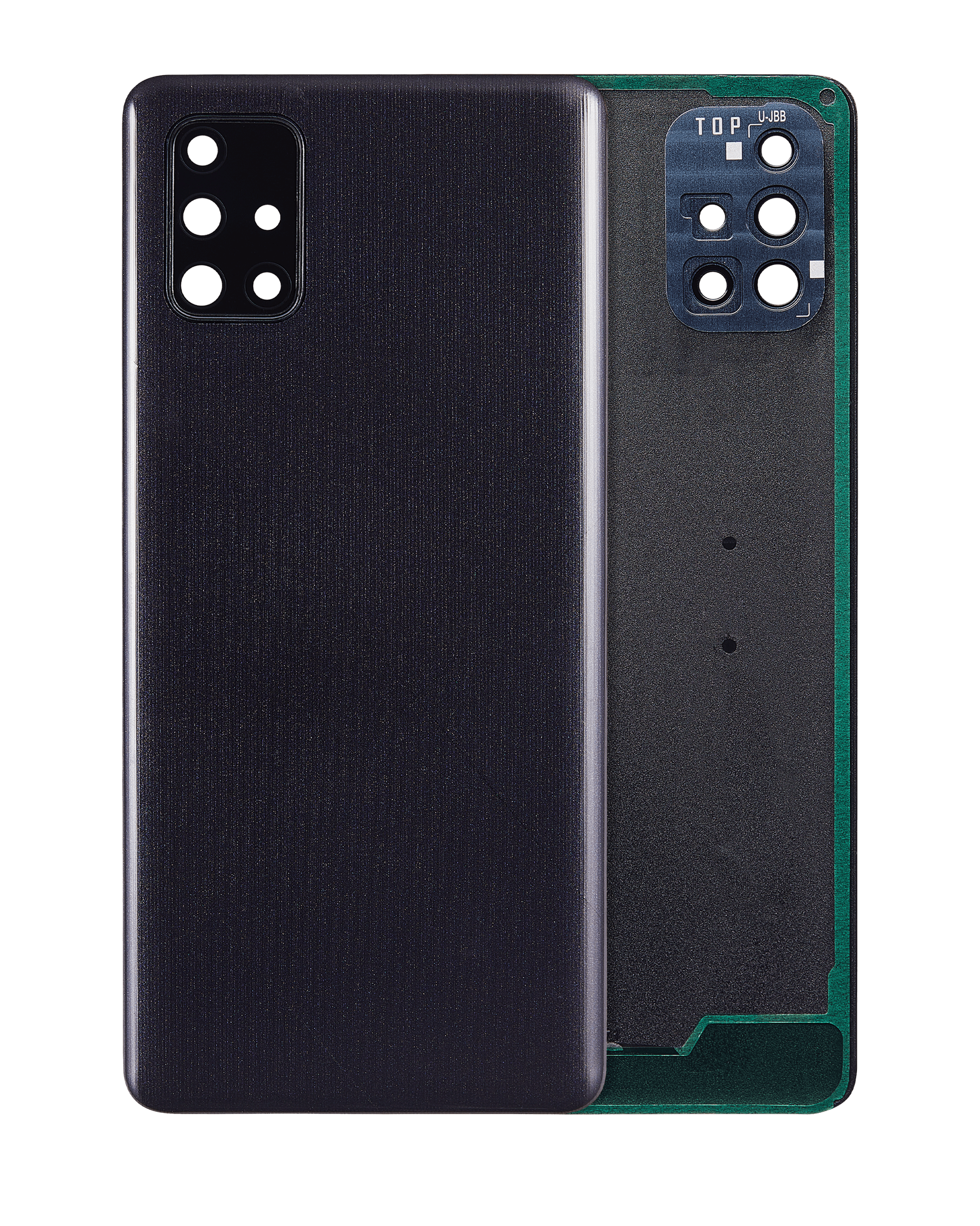 Back Cover Glass With Camera Lens Compatible For Samsung Galaxy A71 (A715 / 2020) (Aftermarket Plus) ( Prism Crush Black)
