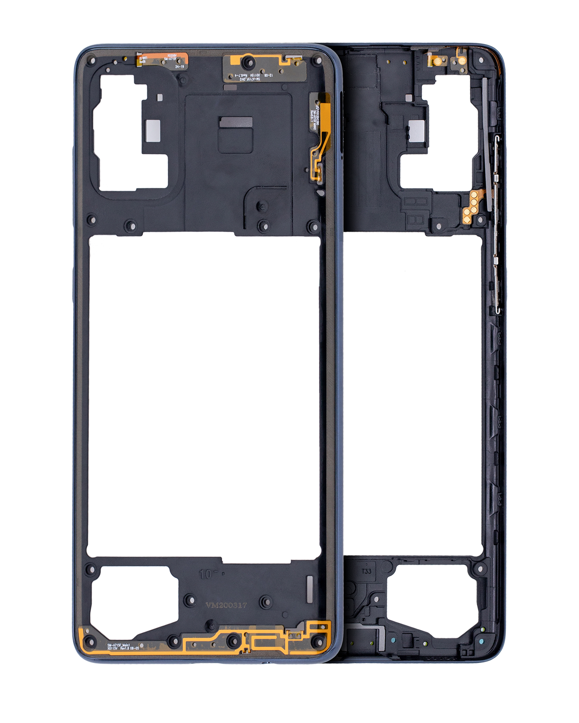 Mid-Frame Housing Compatible For Samsung Galaxy A71 (A715 / 2020) ( Aftermarket Plus) (Prism Crush Black)