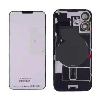 Back Glass With Steel Plate With Wireless Nfc Charging Magsafe Magnet & Flashlight Flex Compatible For Iphone 16 Plus () (White)
