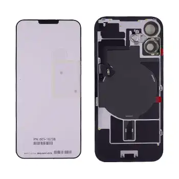 Back Glass With Steel Plate With Wireless Nfc Charging Magsafe Magnet & Flashlight Flex Compatible For Iphone 16 () (White)