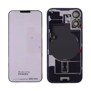 Back Glass With Steel Plate With Wireless Nfc Charging Magsafe Magnet & Flashlight Flex Compatible For Iphone 16 () (Black)