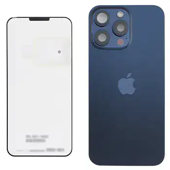 Back Glass With Steel Plate With Wireless Nfc Charging Magsafe Magnet & Flashlight Flex Compatible For Iphone 15 Pro Max () (Titanium Blue)