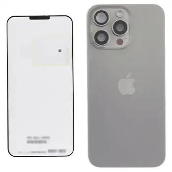 Back Glass With Steel Plate With Wireless Nfc Charging Magsafe Magnet & Flashlight Flex Compatible For Iphone 15 Pro Max () (Natural Titanium)