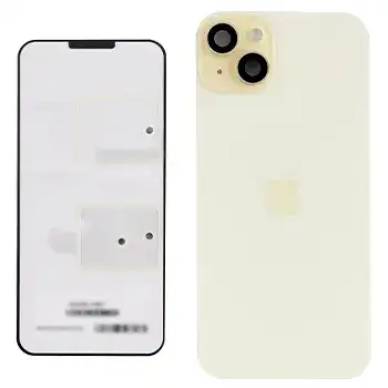 Back Glass With Steel Plate With Wireless Nfc Charging Magsafe Magnet & Flashlight Flex Compatible For Iphone 15 Plus () (Yellow)