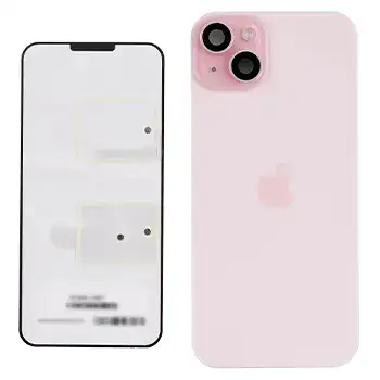 Back Glass With Steel Plate With Wireless Nfc Charging Magsafe Magnet & Flashlight Flex Compatible For Iphone 15 Plus () (Pink)