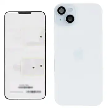 Back Glass With Steel Plate With Wireless Nfc Charging Magsafe Magnet & Flashlight Flex Compatible For Iphone 15 Plus () (Blue)