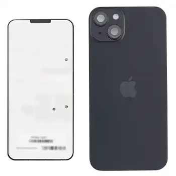 Back Glass With Steel Plate With Wireless Nfc Charging Magsafe Magnet & Flashlight Flex Compatible For Iphone 15 Plus () (Black)