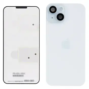 Back Glass With Steel Plate With Wireless Nfc Charging Magsafe Magnet & Flashlight Flex Compatible For Iphone 15 () (Blue)