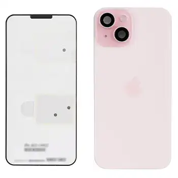 Back Glass With Steel Plate With Wireless Nfc Charging Magsafe Magnet & Flashlight Flex Compatible For Iphone 15 () (Pink)