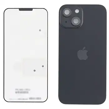 Back Glass With Steel Plate With Wireless Nfc Charging Magsafe Magnet & Flashlight Flex Compatible For Iphone 15 () (Black)