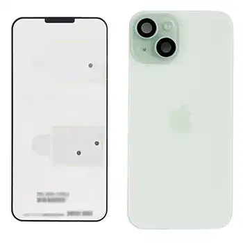 Back Glass With Steel Plate With Wireless Nfc Charging Magsafe Magnet & Flashlight Flex Compatible For Iphone 15 () (Green)