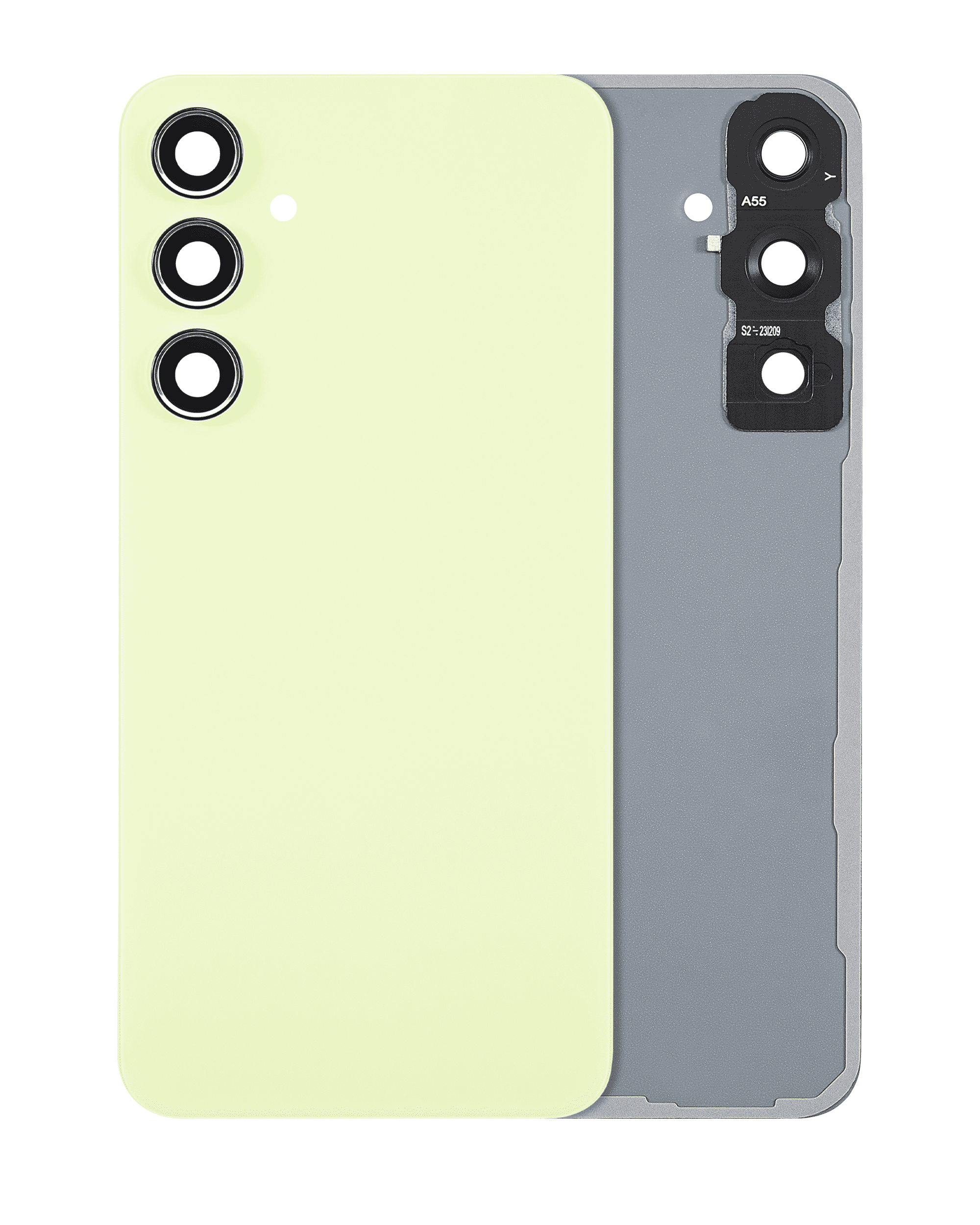Back Cover Glass With Camera Lens Compatible For Samsung Galaxy A55 5G (A556 / 2024) (No Logo) (Aftermarket Plus) (Lemon)