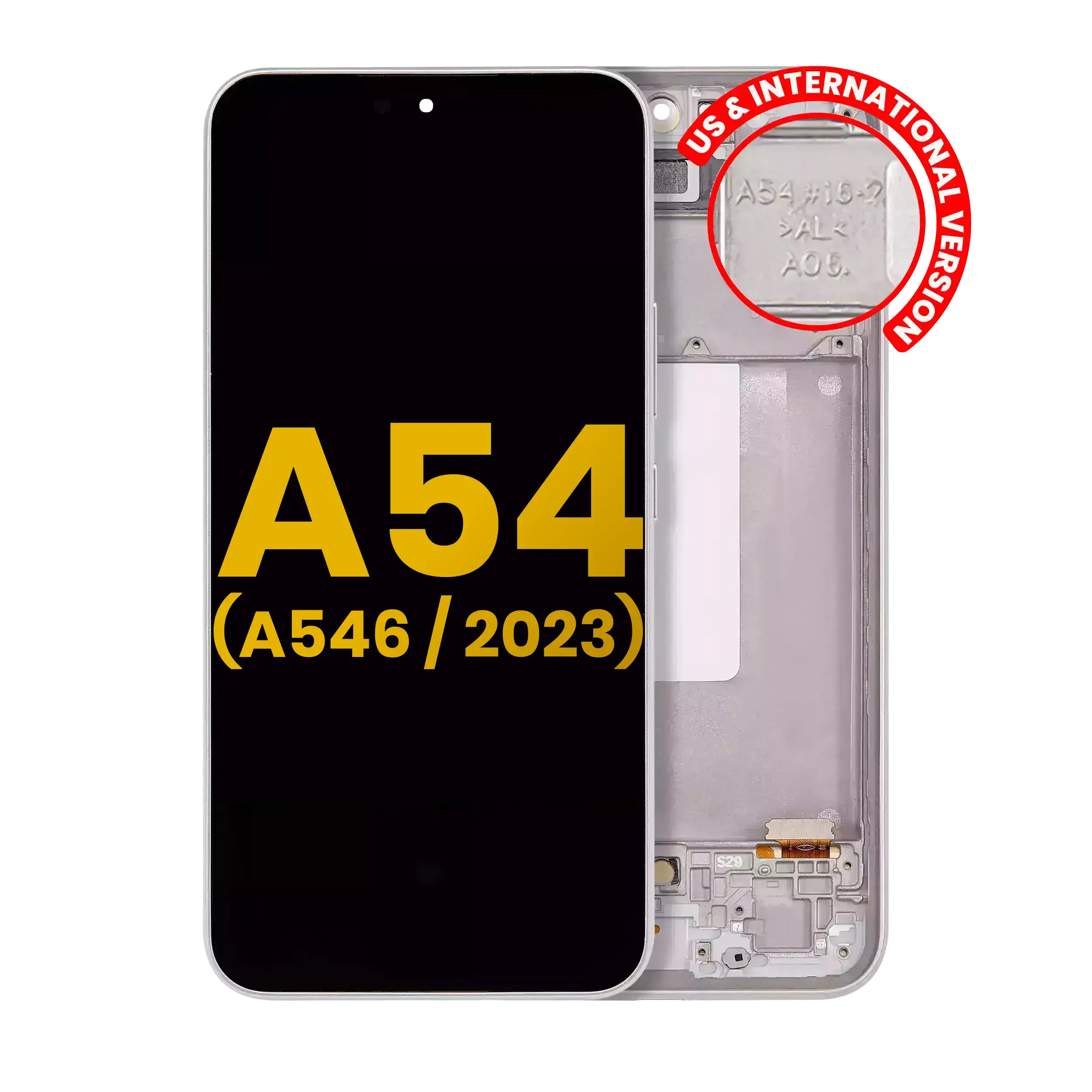 Oled Assembly With Frame Compatible For Samsung Galaxy A54 5G (A546 / 2023) (Us & International Version) (Refurbished) (White)