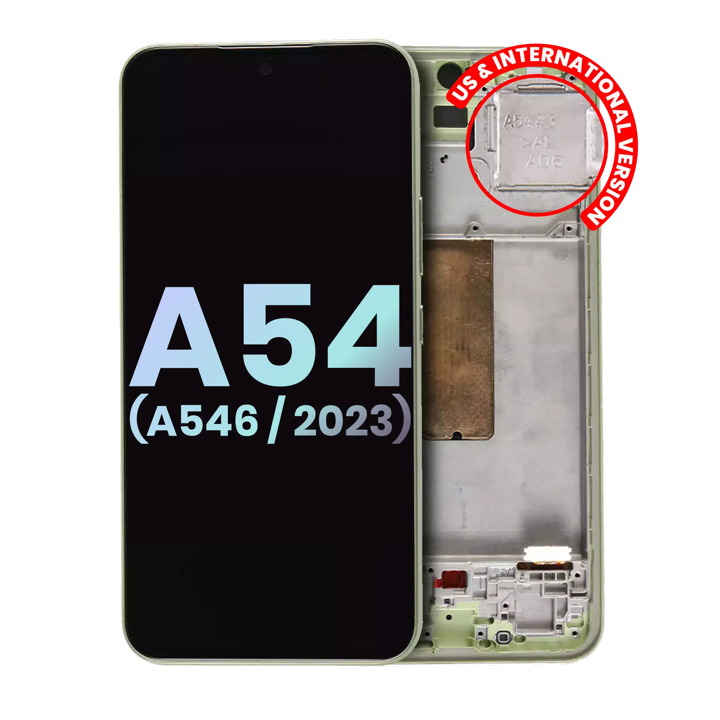 Oled Assembly With Frame Compatible For Samsung Galaxy A54 5G (A546 / 2023) (Us & International Version) (Service Pack) (Lime)