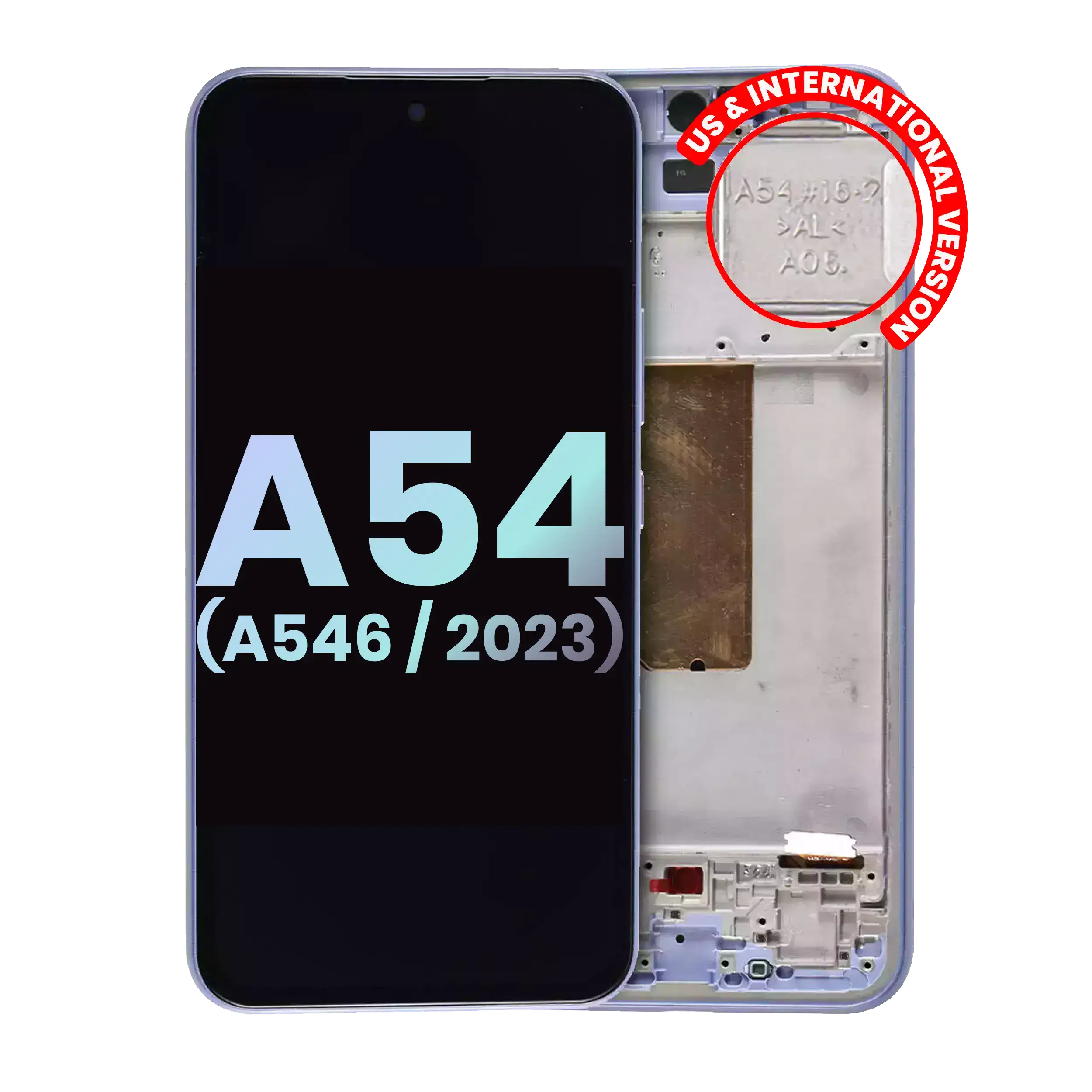 Oled Assembly With Frame Compatible For Samsung Galaxy A54 5G (A546 / 2023) (Us & International Version) (Service Pack) (Violet)