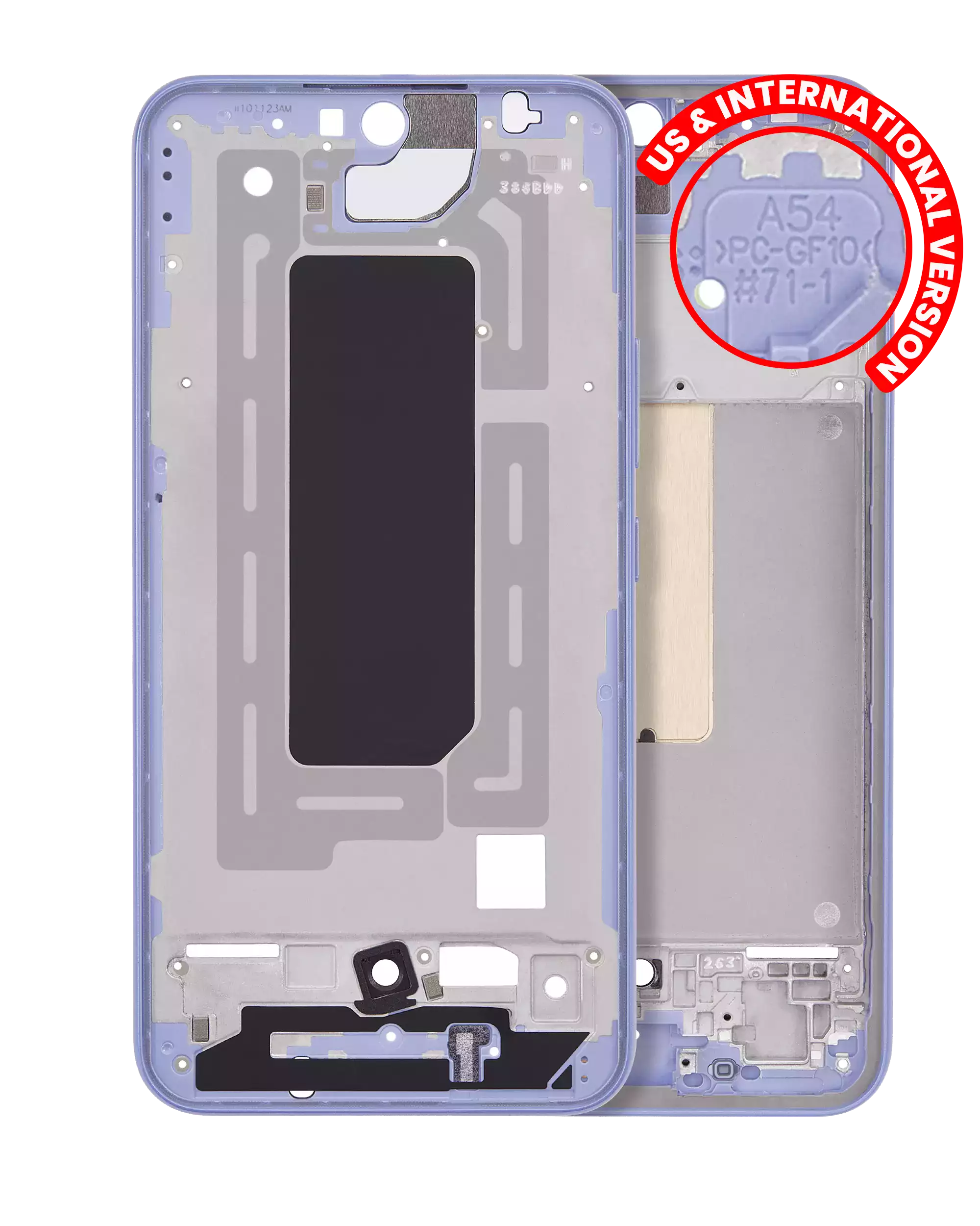 Mid-Frame Housing Compatible For Samsung Galaxy A54 5G (A546 / 2023) (Us & International Version) (Violet)
