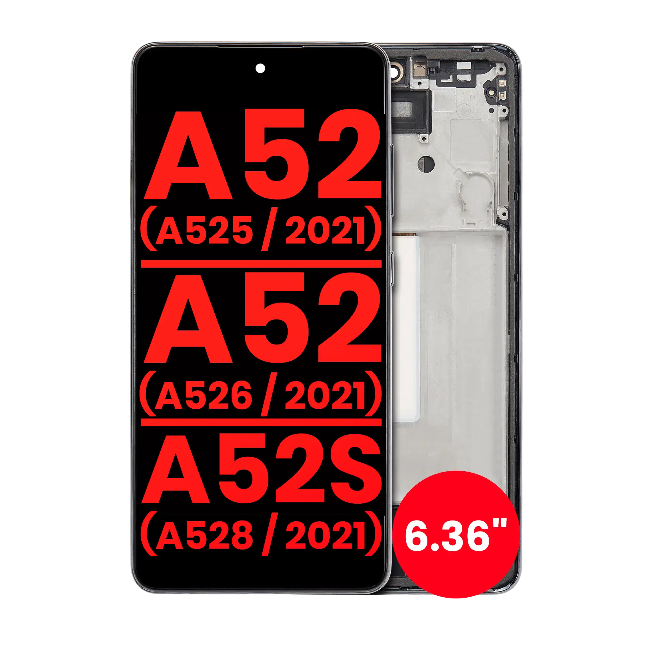 Oled Assembly With Frame For Samsung Galaxy A52/A52S (6.36") - Aftermarket Plus - Awesome Black
