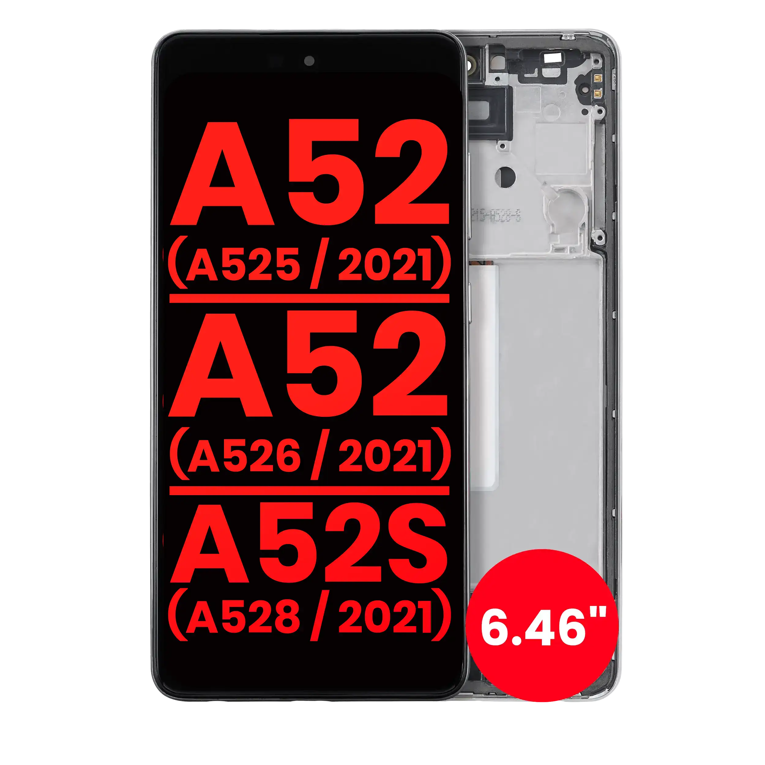 Oled Assembly With Frame For Samsung Galaxy A52/A52S (6.46") - Aftermarket Plus (Awesome White)