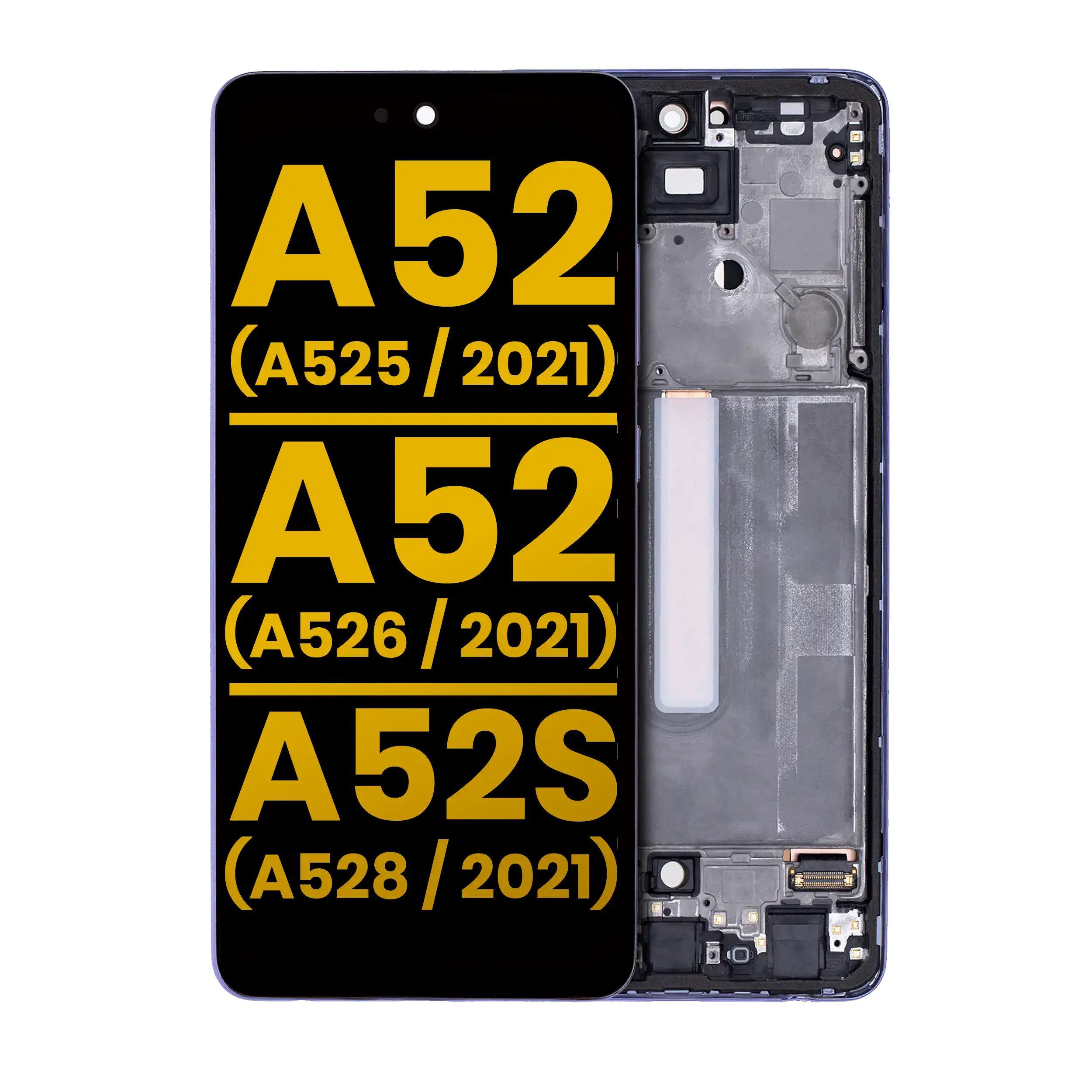 Oled Assembly With Frame For Samsung Galaxy A52/A52S/A52 5G (Refurbished) - Awesome Violet
