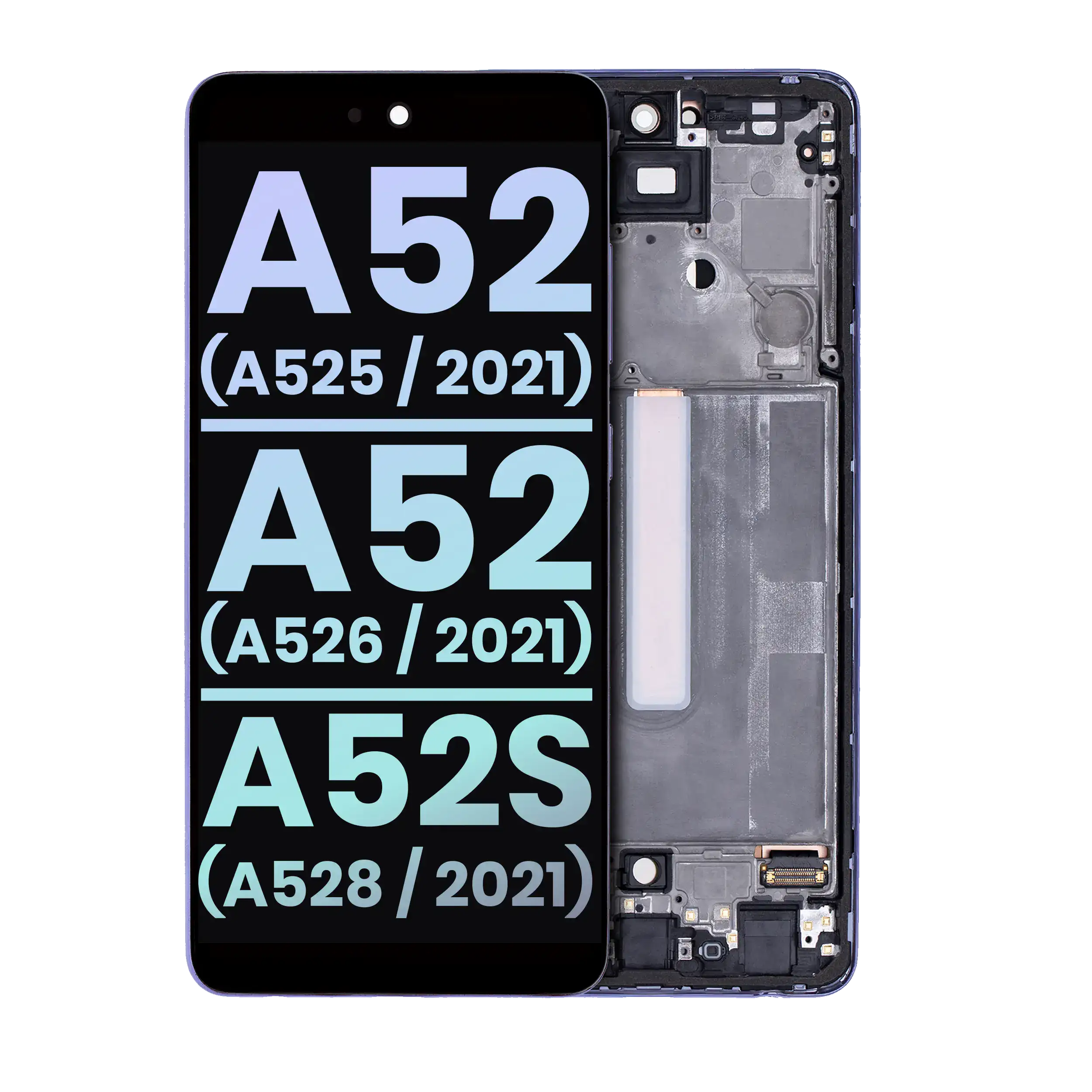 Oled Assembly With Frame For Samsung Galaxy A52 4G/5G & A52S 5G (Service Pack) - Awesome Violet