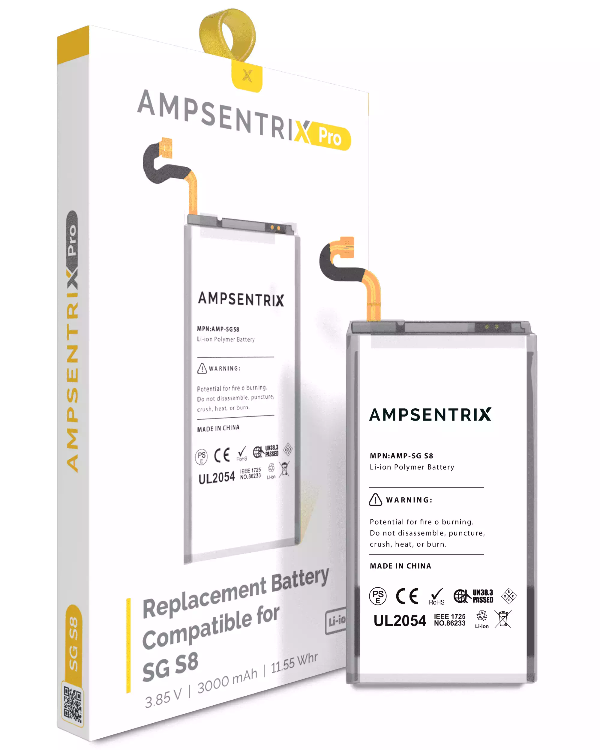 Replacement Battery Compatible For Samsung Galaxy S8 (Ampsentrix Pro)