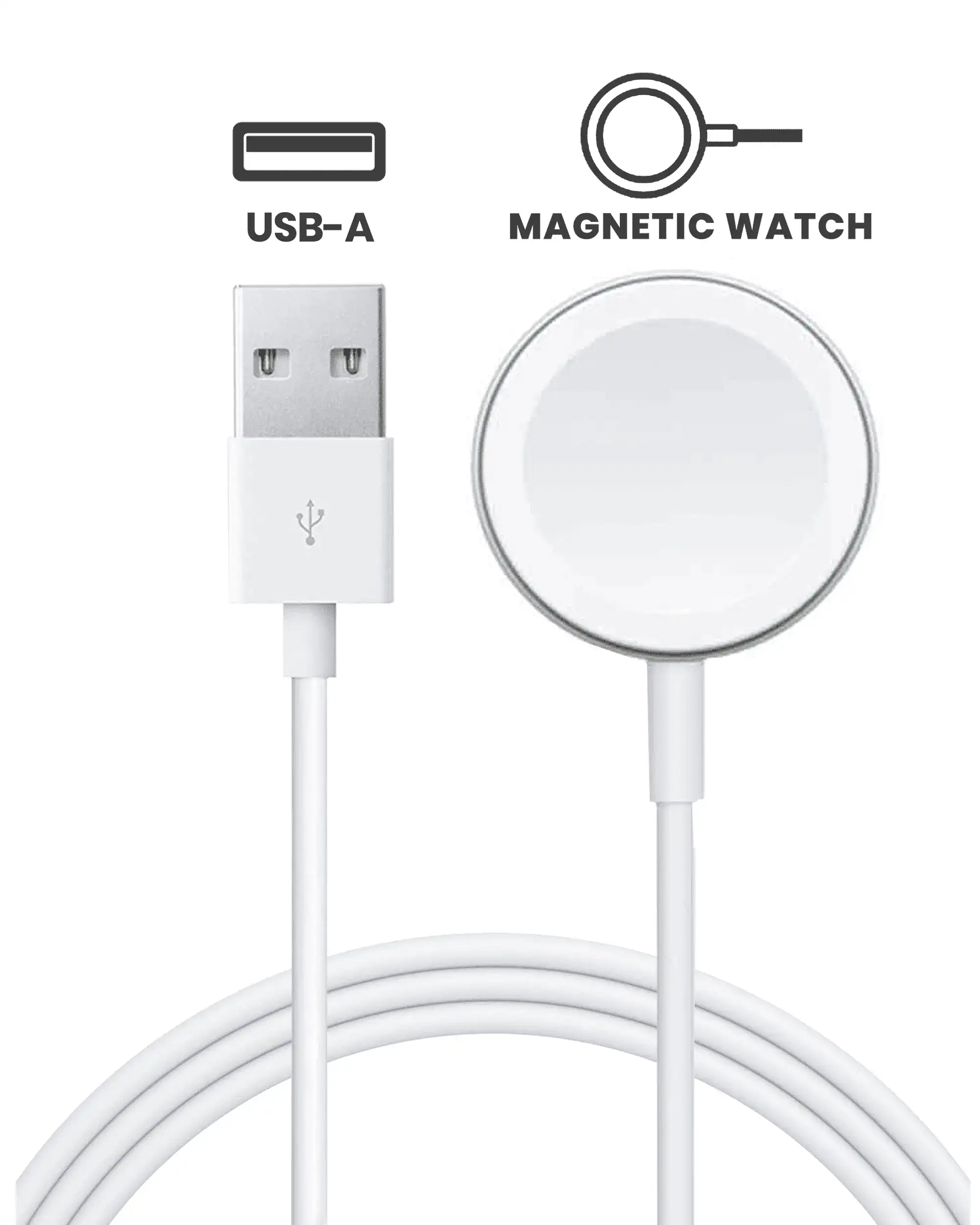 Usb-A Magnetic Watch Charging Cable (3.3 Ft.) For All Watch Series ( Grade New) (Bulk Packaging)