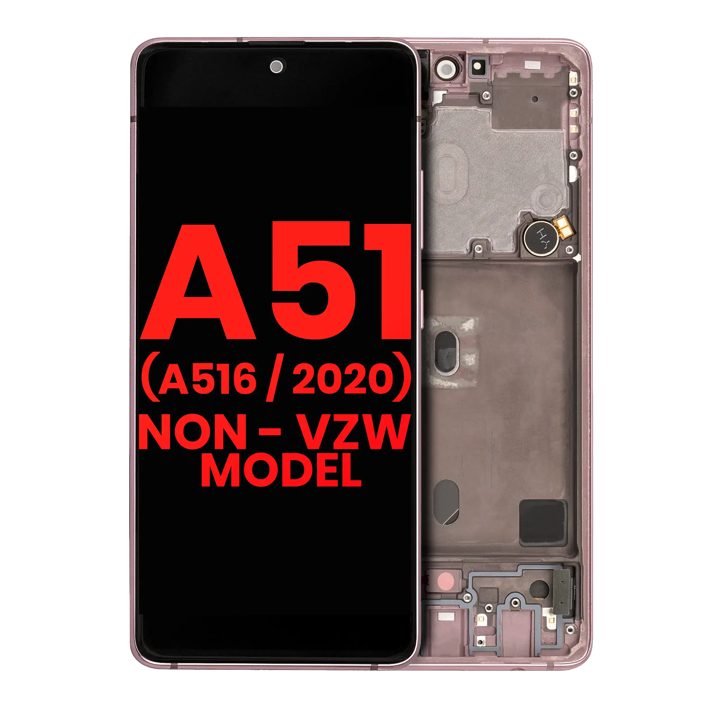 Oled Assembly With Frame Compatible For Samsung Galaxy A51 5G (A516 / 2020) (Non-Verizon 5G Uw Frame) (6.46") (Aftermarket Plus) (Prism Cube Pink)