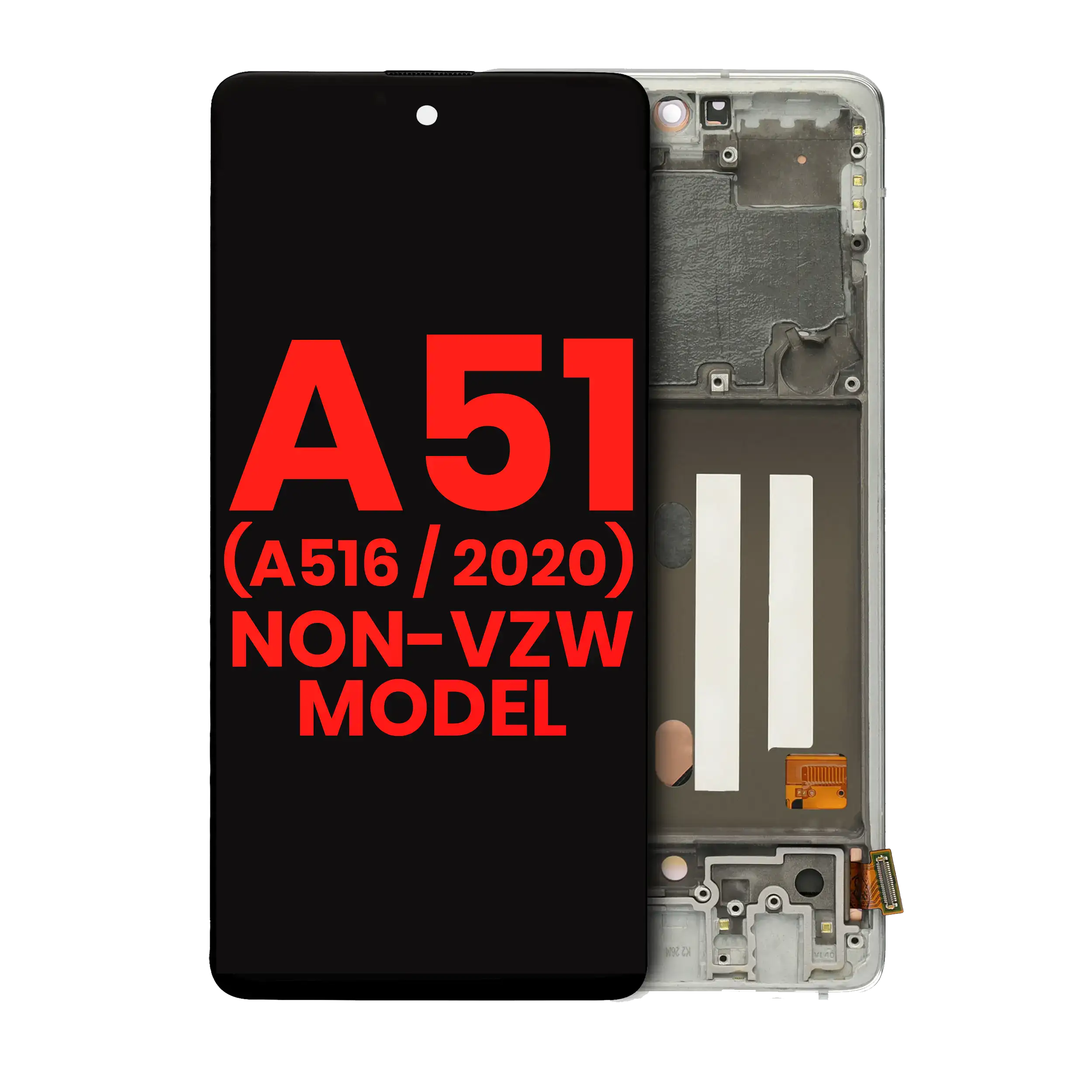 Oled Assembly With Frame Compatible For Samsung Galaxy A51 5G (A516 / 2020) (Non-Verizon 5G Uw Frame) (6.46") (Aftermarket Plus) (Prism Cube White)
