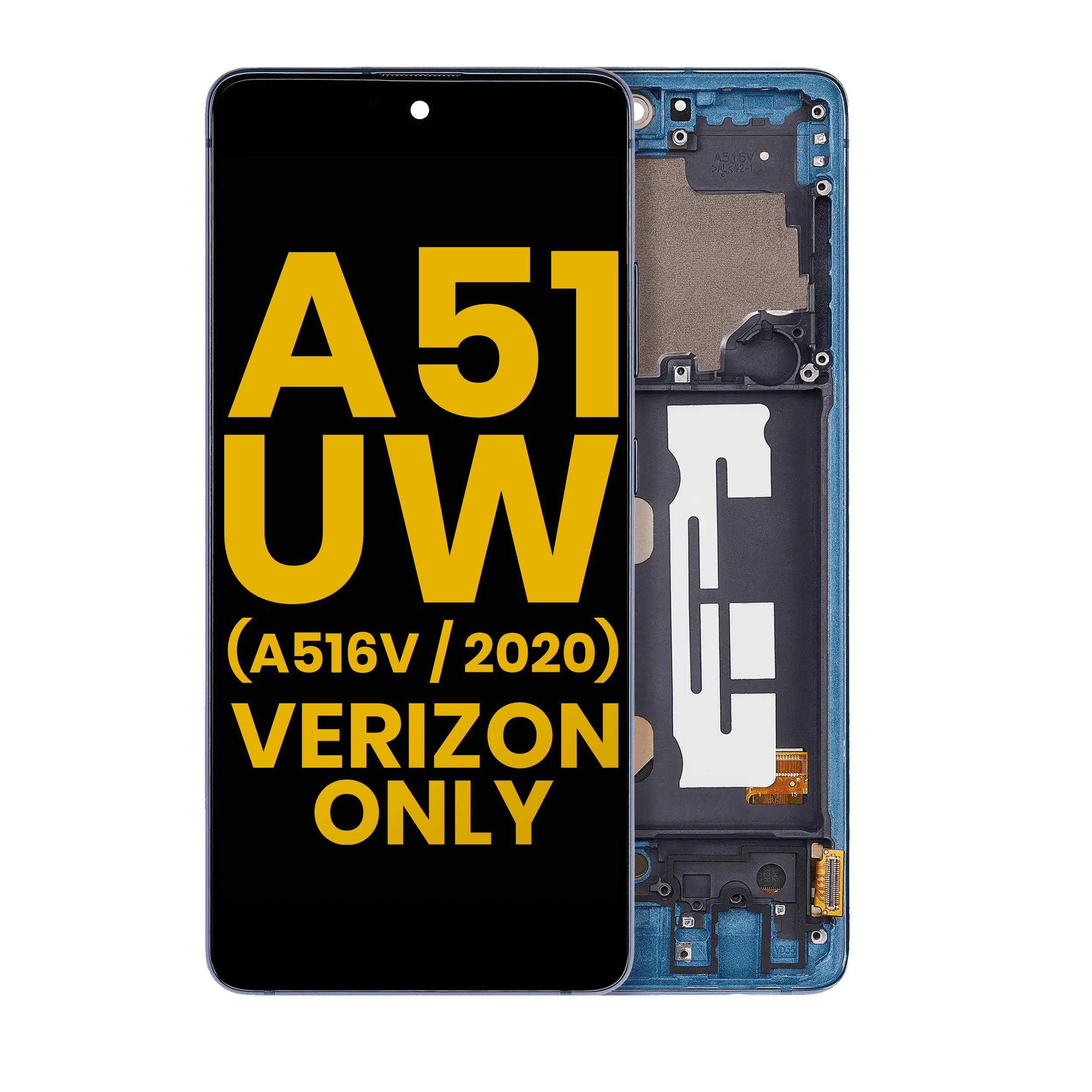 Oled Assembly With Frame Compatible For Samsung Galaxy A51 5G Uw (A516V / 2020) (Verizon 5G Uw Frame Only) (Refurbished) (Prism Bricks Blue)