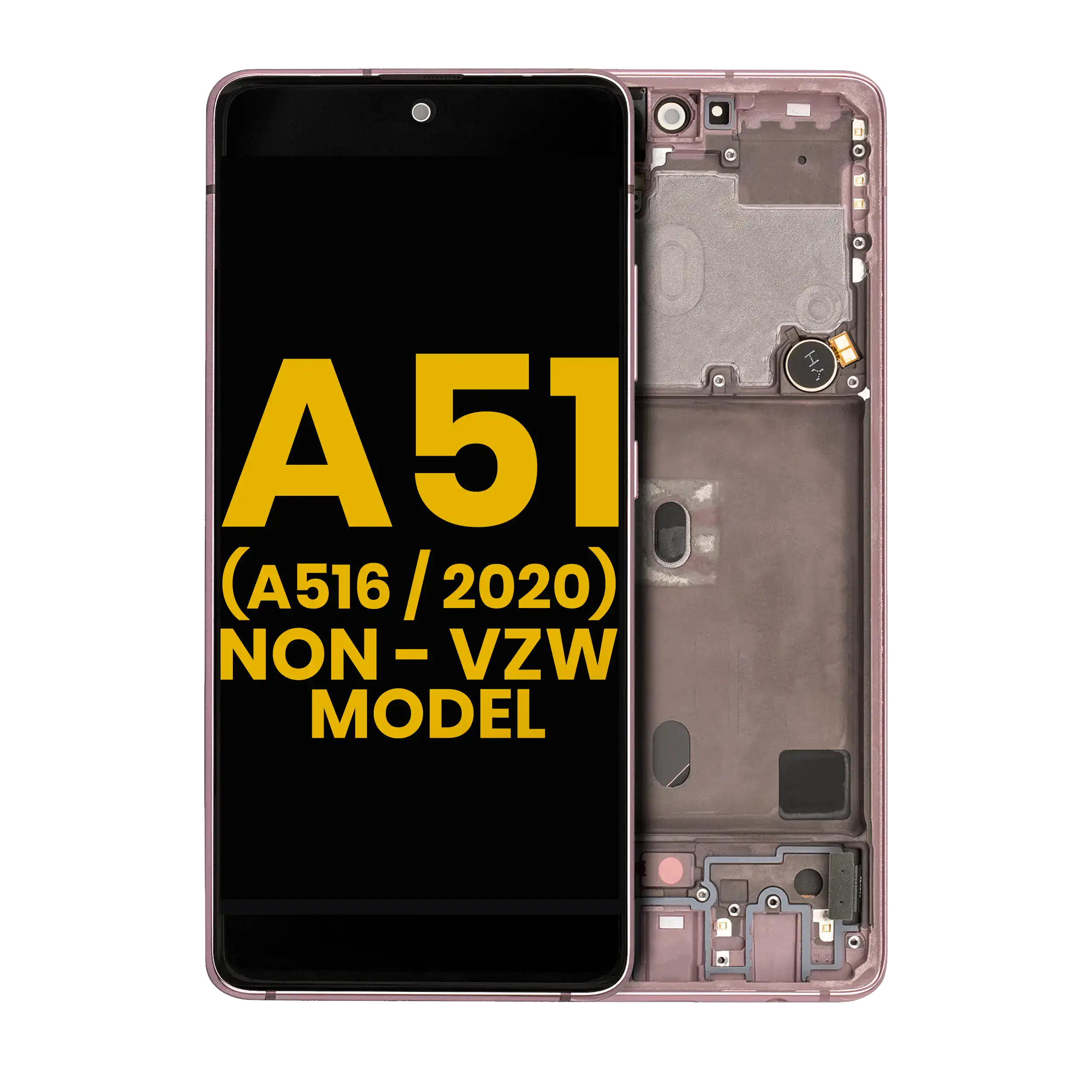 Oled Assembly With Frame Compatible For Samsung Galaxy A51 5G (A516 / 2020) (Non-Verizon 5G Uw Frame) (Refurbished) (Prism Cube Pink)