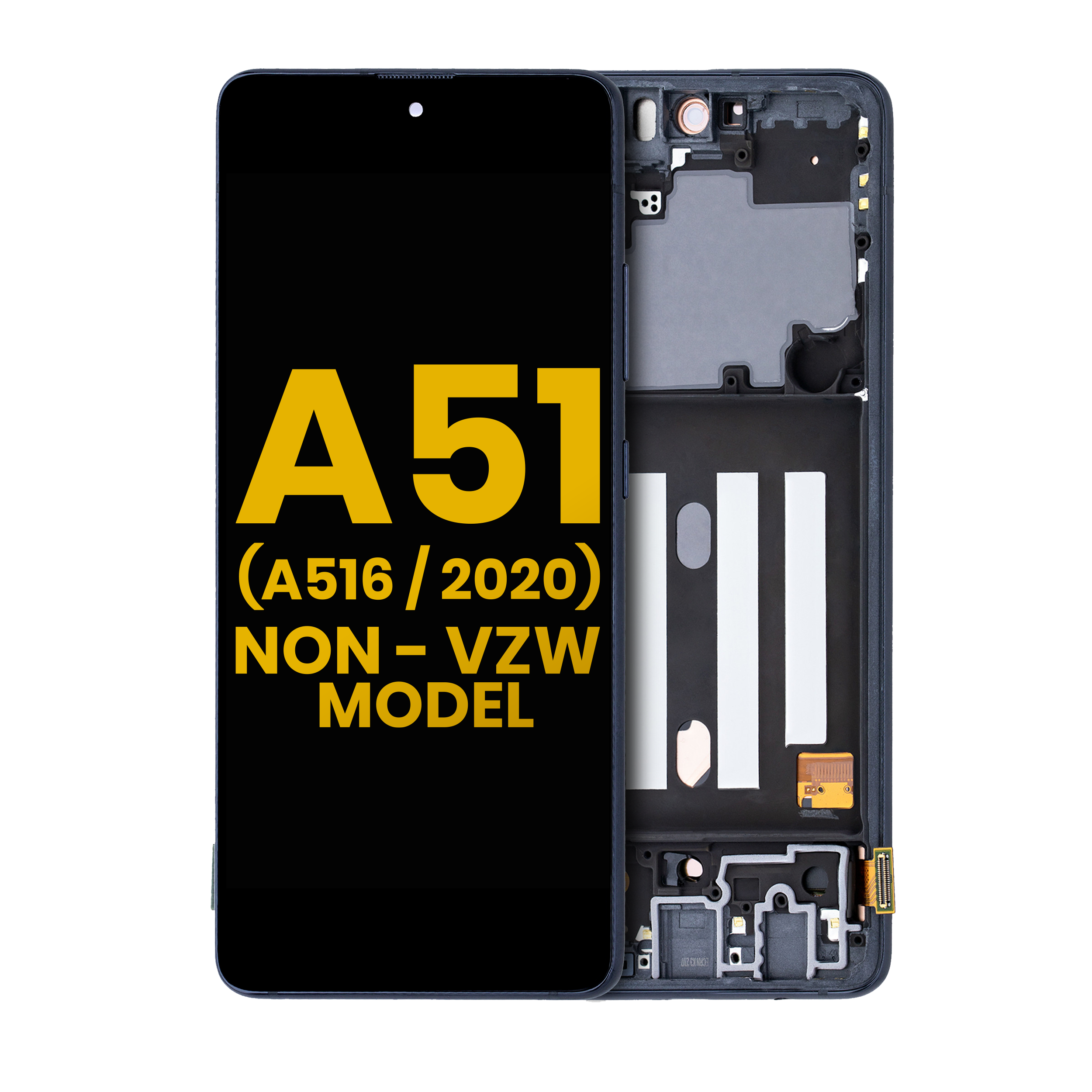 Oled Assembly With Frame Compatible For Samsung Galaxy A51 5G (A516 / 2020) (Non-Verizon 5G Uw Frame) (Refurbished) (Prism Cube Black)