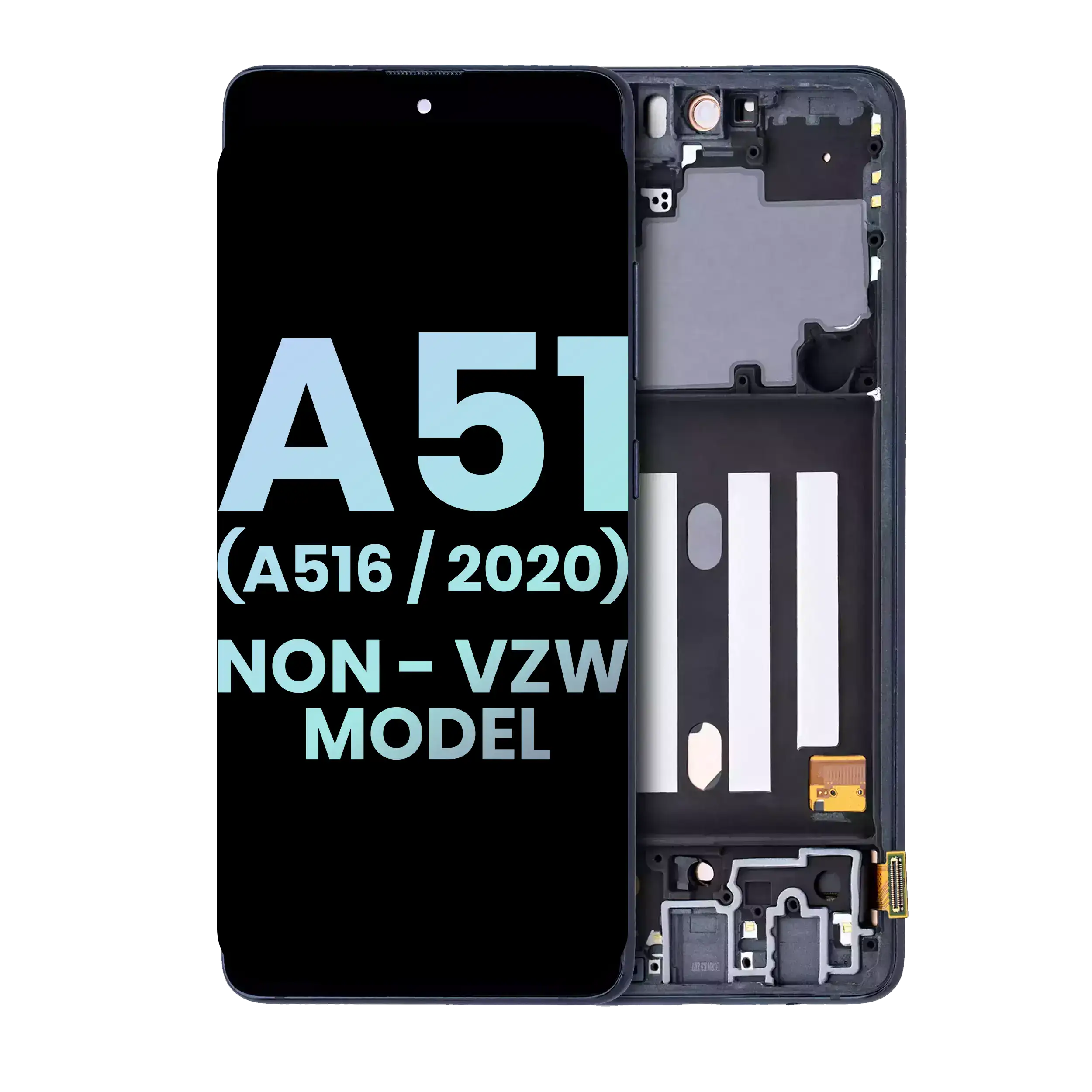 Oled Assembly With Frame Compatible For Samsung Galaxy A51 5G (A516 / 2020) (Non-Verizon 5G Uw Frame) (Service Pack) (Prism Cube Black)