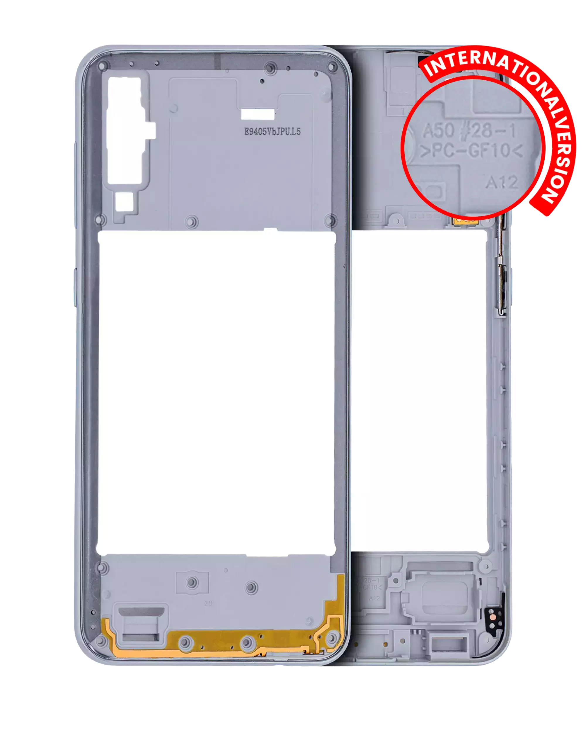Mid-Frame Housing Compatible For Samsung Galaxy A50 (A505 / 2019) (International Version) (Aftermarket Plus) (White)