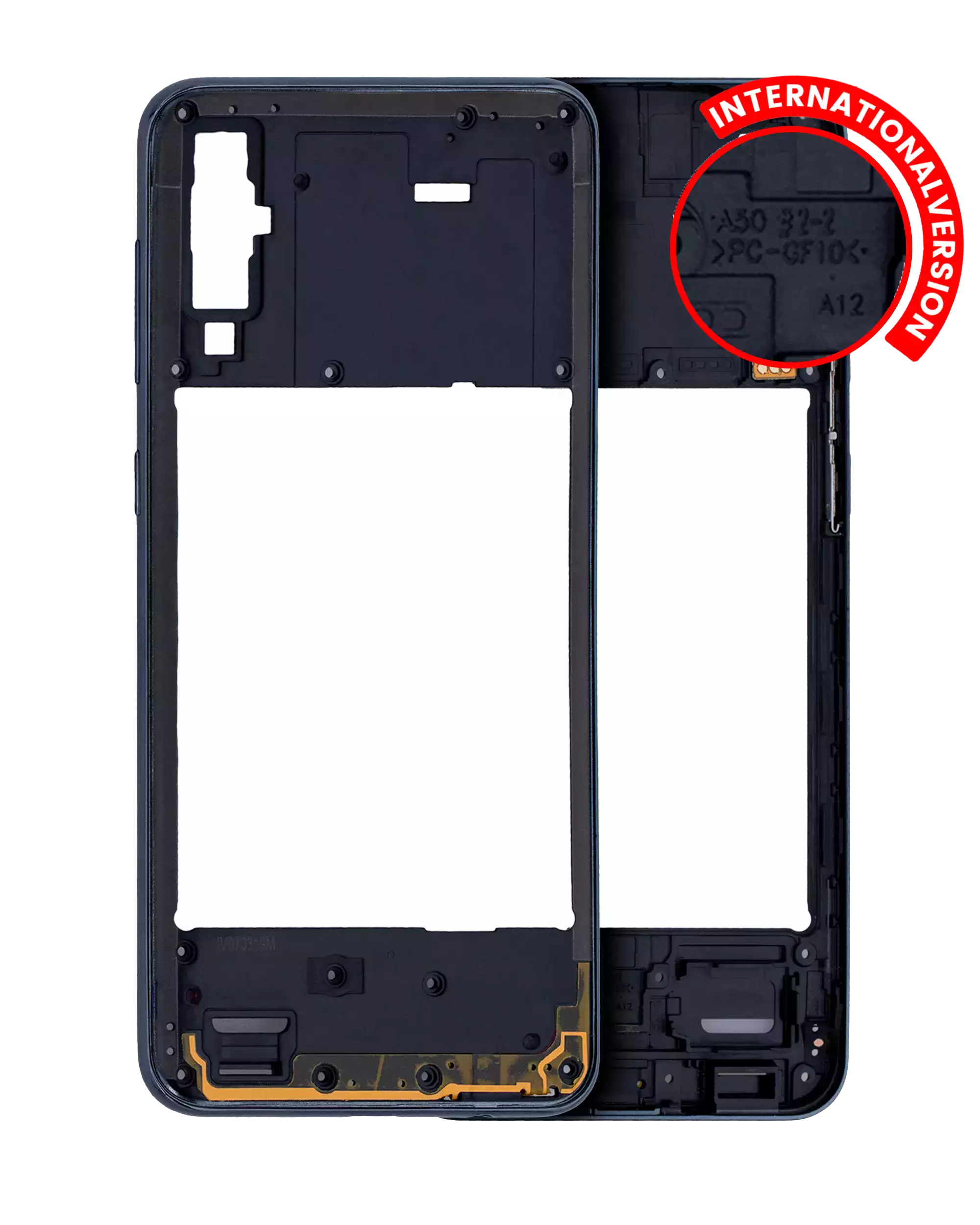 Mid-Frame Housing Compatible For Samsung Galaxy A50 (A505 / 2019) (International Version) (Aftermarket Plus) (Black)