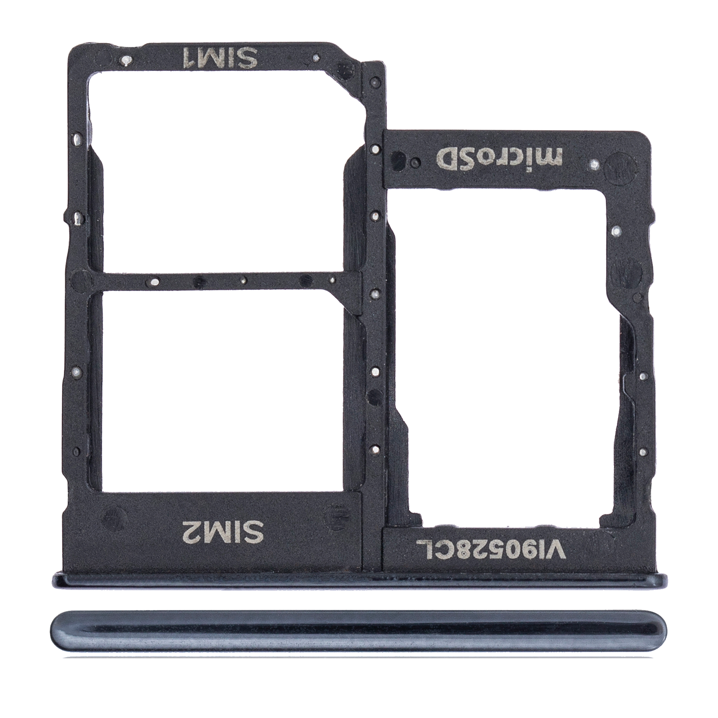 Dual Sim Card Tray Compatible For Samsung Galaxy A40 (A405 / 2019) (Black)