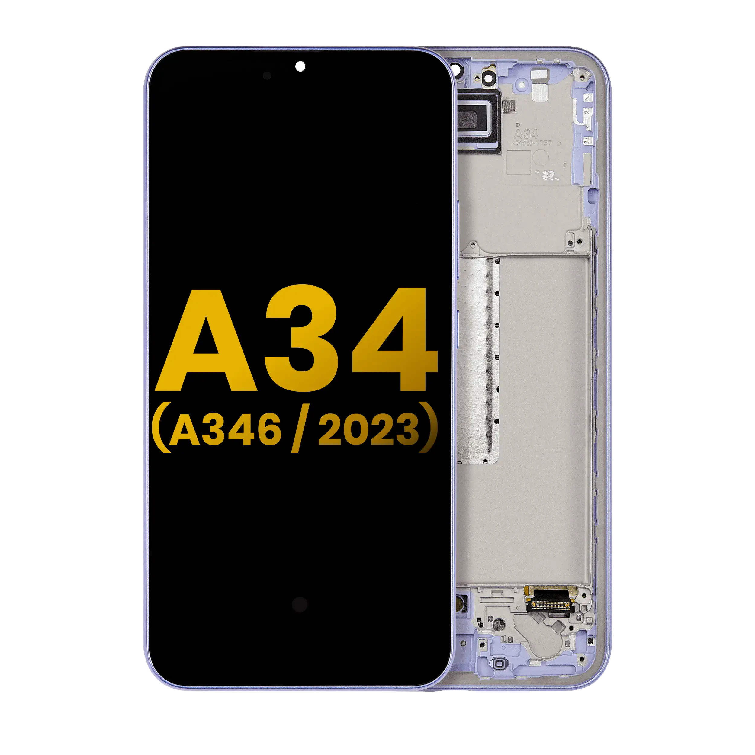 Oled Assembly With Frame Compatible For Samsung Galaxy A34 5G (A346 / 2023) (Refurbished) (Violet)