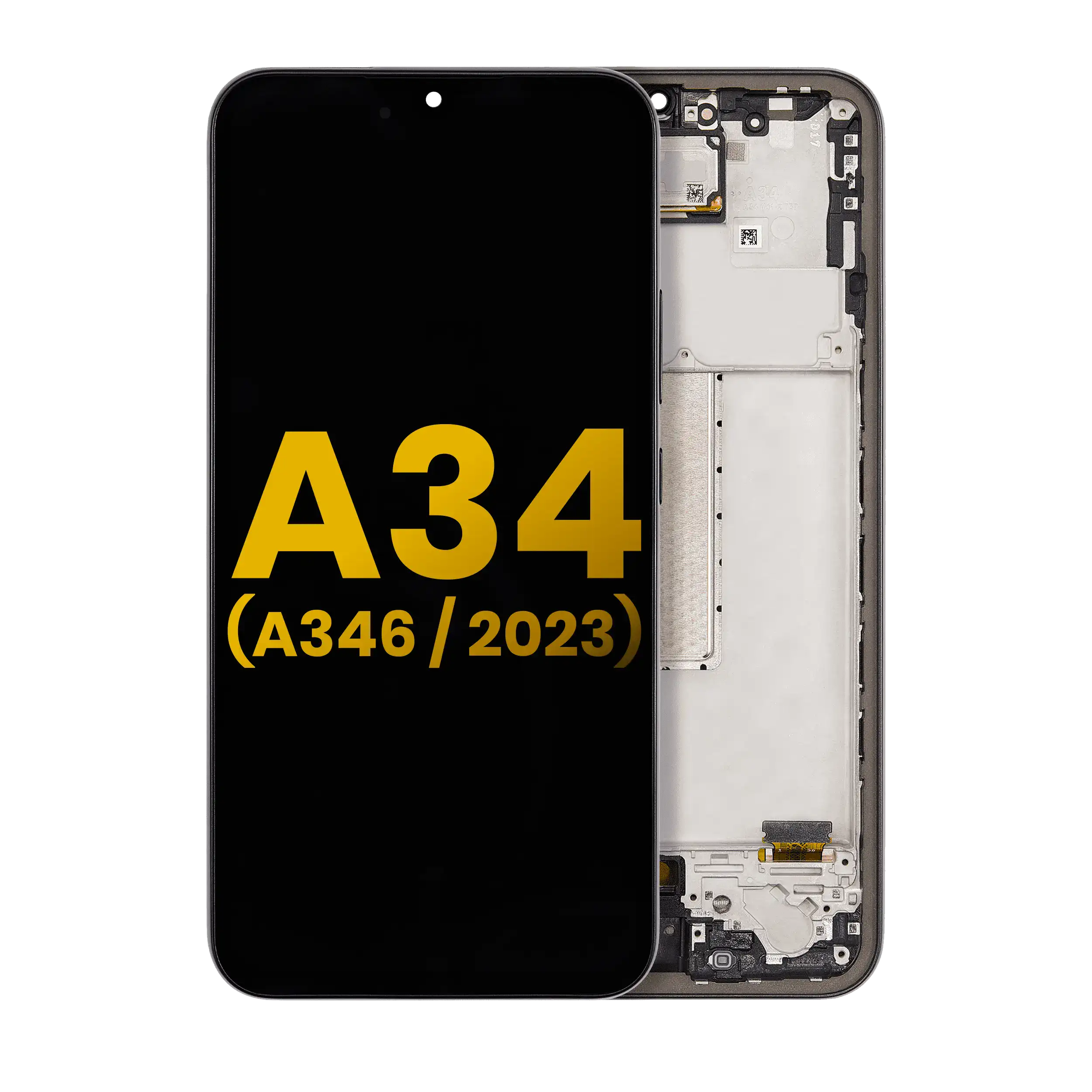 Oled Assembly With Frame Compatible For Samsung Galaxy A34 5G (A346 / 2023) (Refurbished) (Graphite)